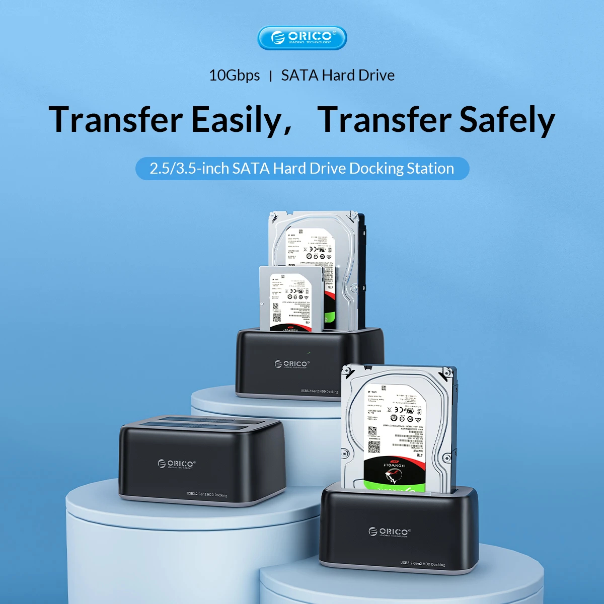 Orico докинг станция Storage - HDD/SSD Dock - 2 BAY 2.5/3.5 USB-C/USB-A - 6829C3-V1