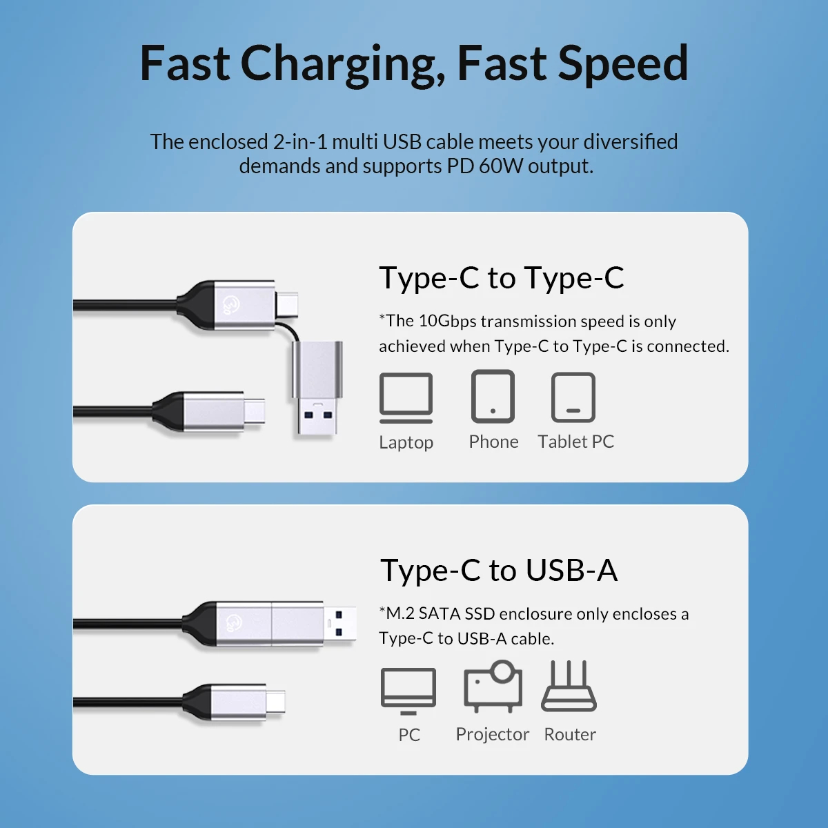 Orico докинг станция Storage - HDD/SSD Dock - 2 BAY 2.5/3.5 USB-C/USB-A - 6829C3-V1