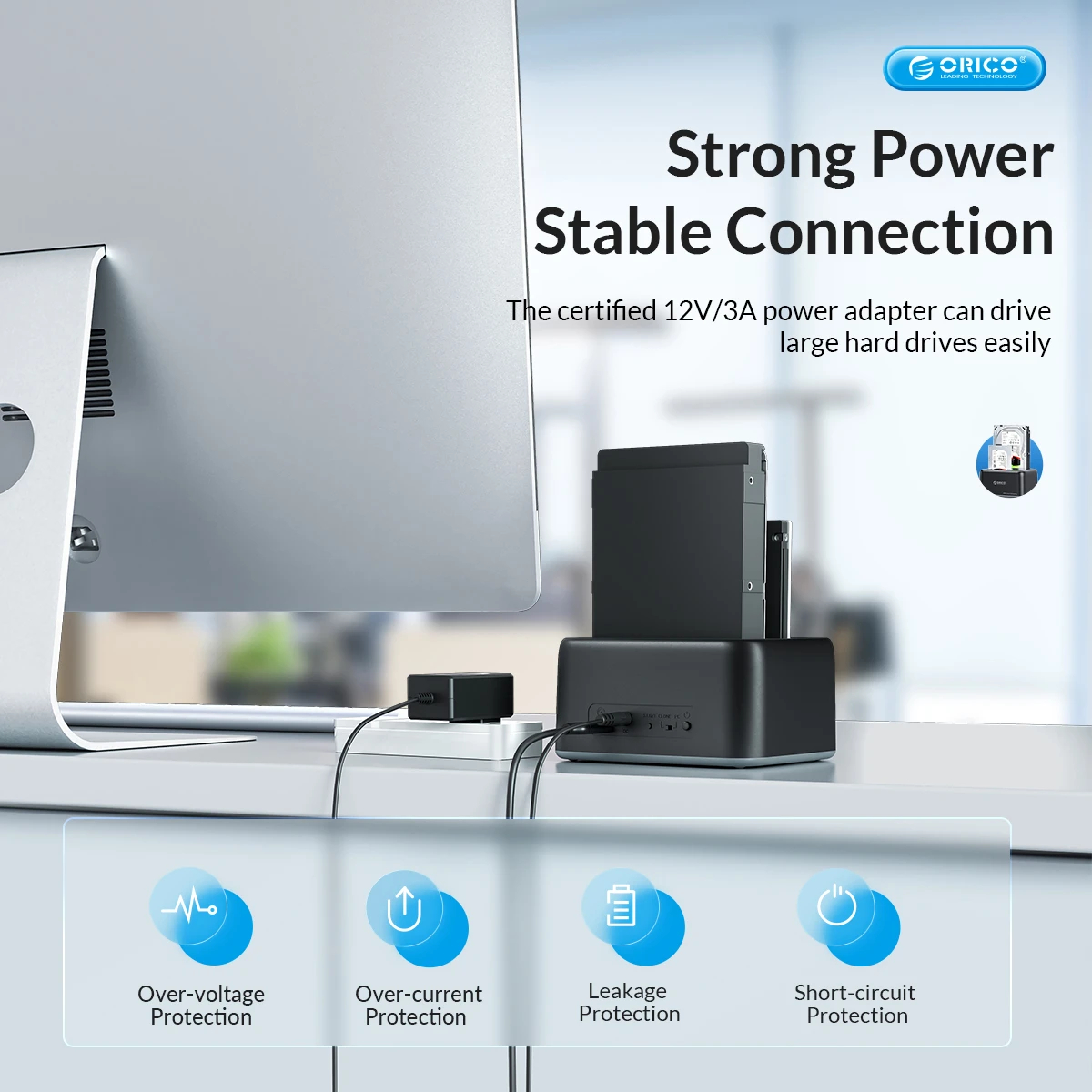 Orico докинг станция Storage - HDD/SSD Dock - 2 BAY 2.5/3.5 USB-C/USB-A - 6829C3-V1