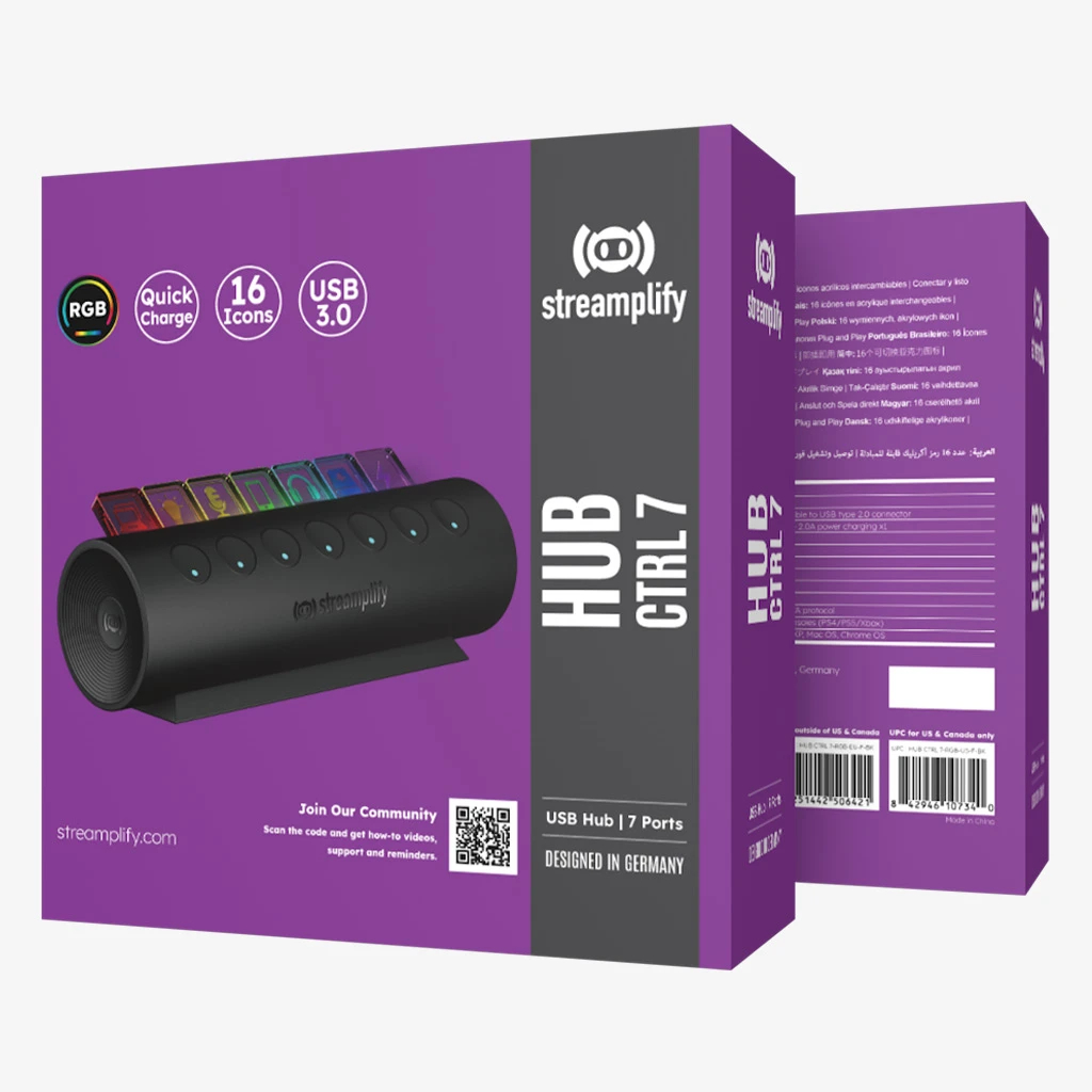 Streamplify стрийминг хъб/дек Streaming HUB CTRL 7 RGB - 7 x USB-A - SPUH-HC71217.11