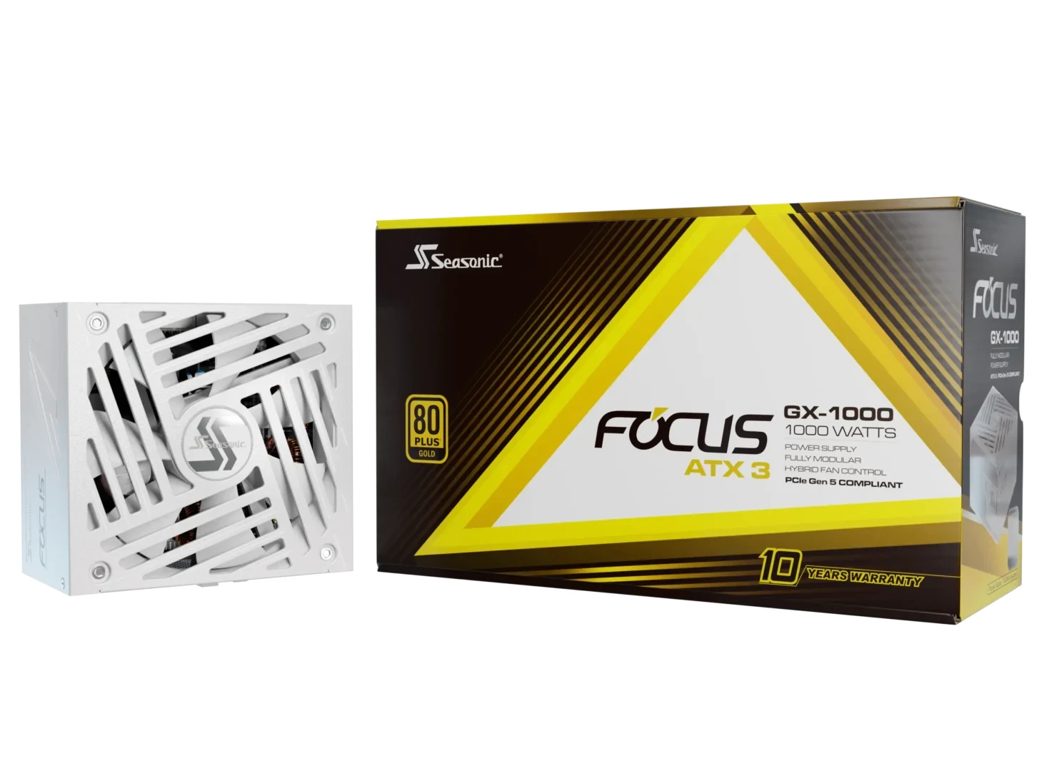 Seasonic захранване PSU ATX 3.1 1000W Gold, Full Modular, PCIe 5.1 - FOCUS-GX-1000-V4-WHITE