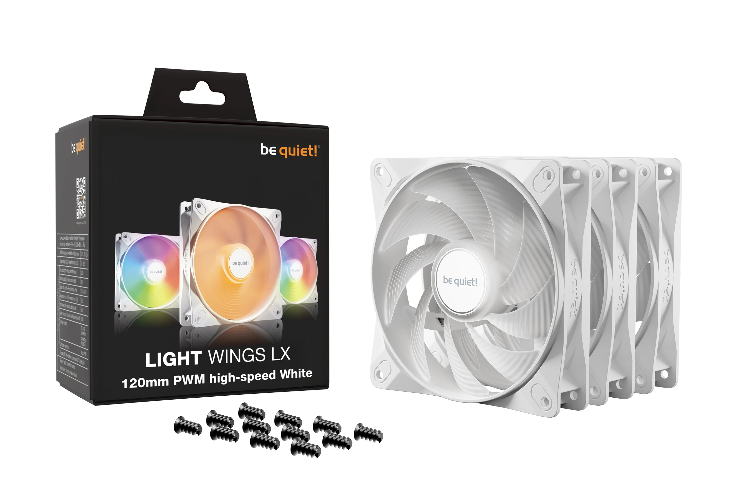 be quiet! комплект вентилатори Fan Pack 3-in-1 3 x 120mm - LIGHT WINGS LX 120mm PWM high-speed White Triple-Pack