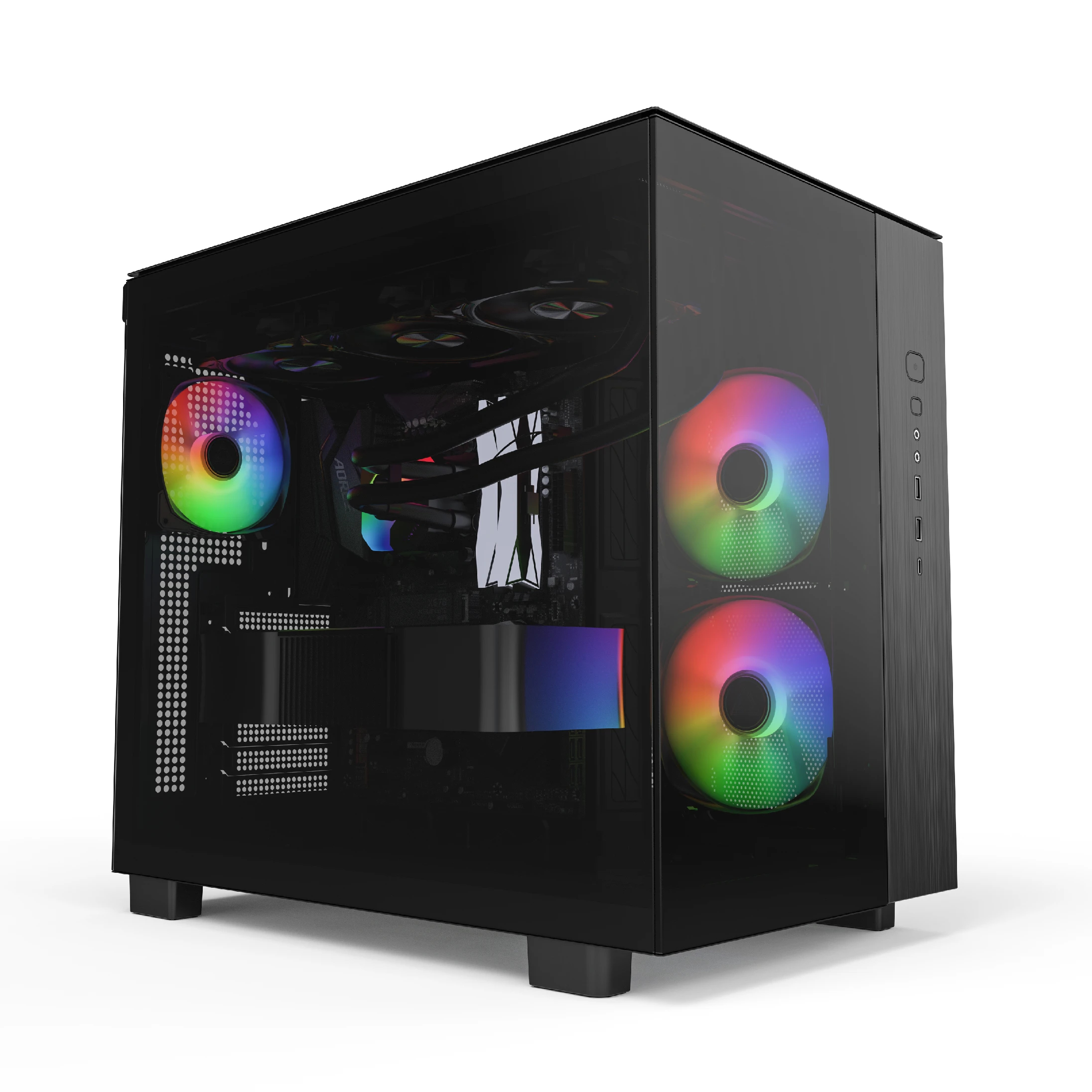 Montech кутия KING 65 Pro, Dual Chamber Mid-tower Case, 3 ARGB Fans, Black
