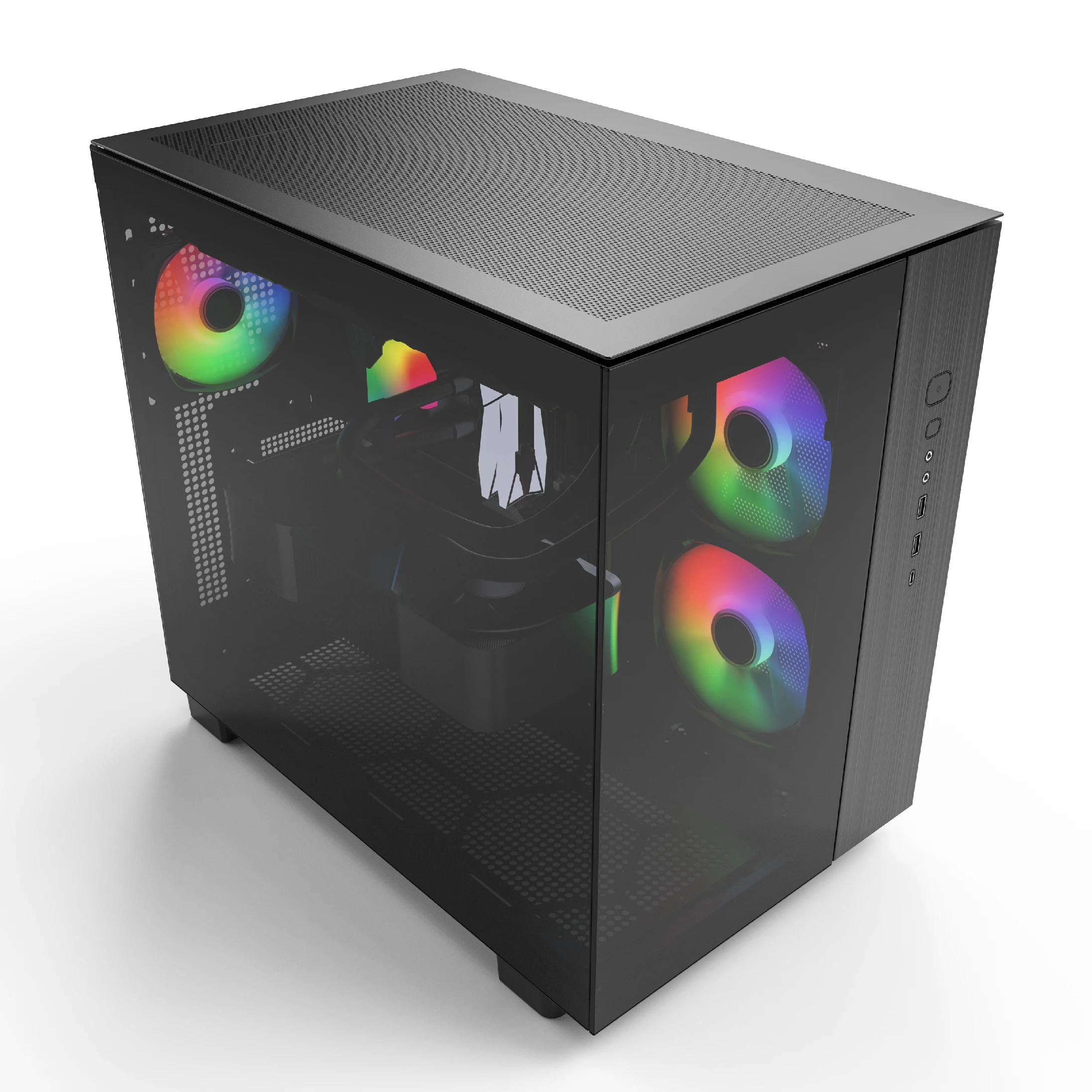 Montech кутия KING 65 Pro, Dual Chamber Mid-tower Case, 3 ARGB Fans, Black