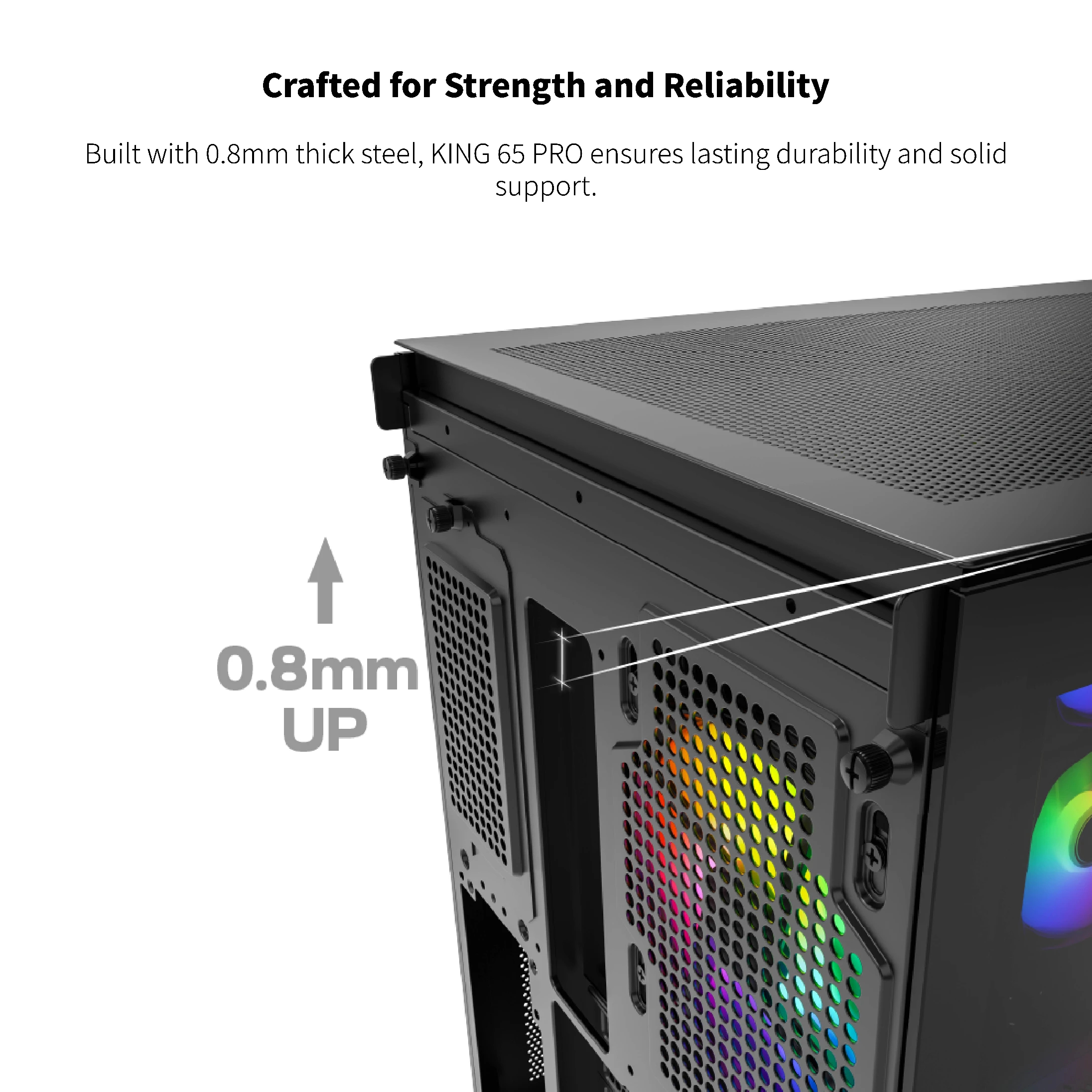 Montech кутия KING 65 Pro, Dual Chamber Mid-tower Case, 3 ARGB Fans, Black