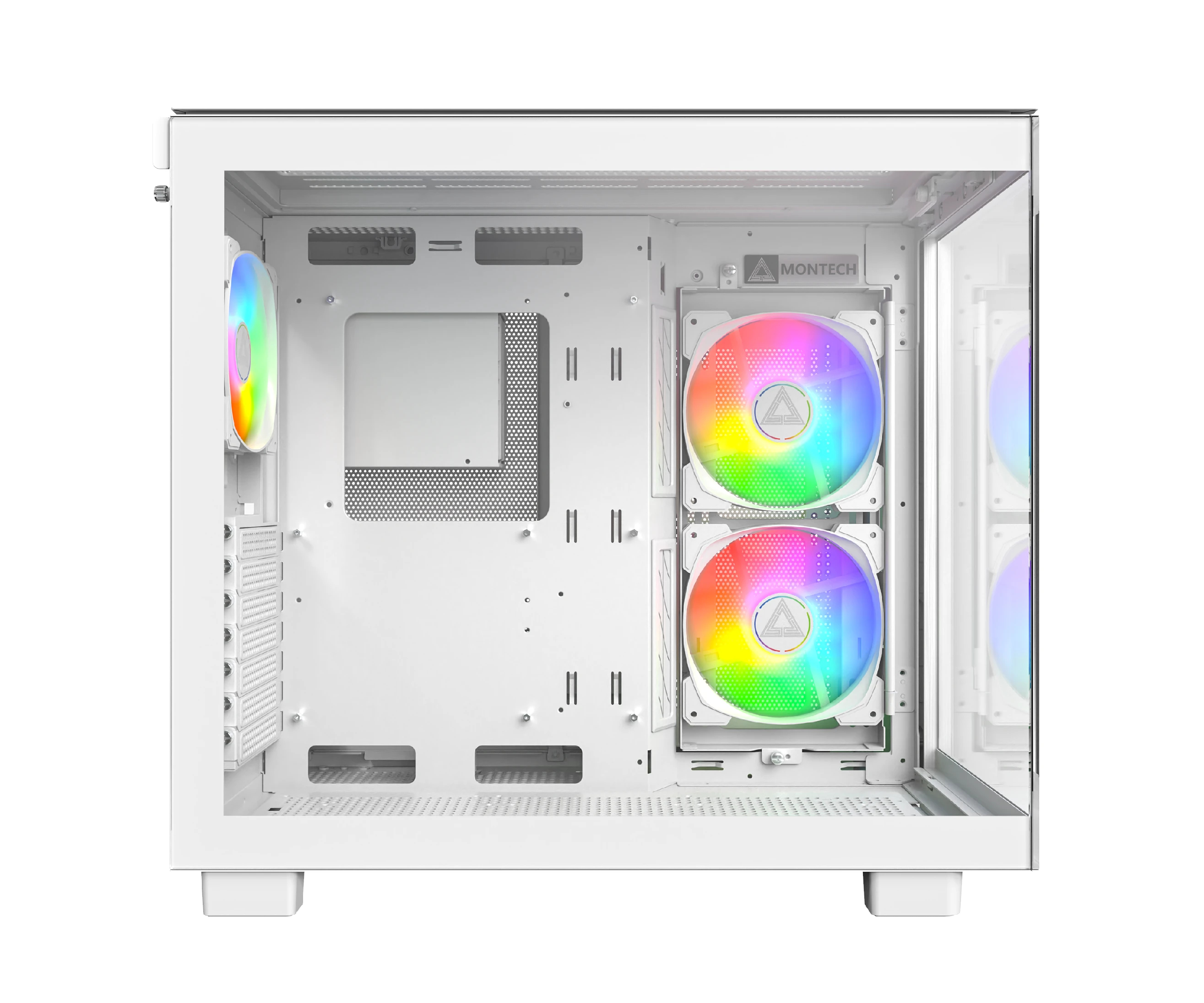 Montech кутия KING 65 Pro, Dual Chamber Mid-tower Case, 3 ARGB Fans, White