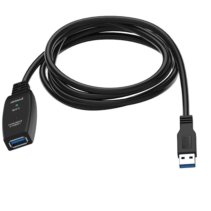 VCom Кабел удължение USB 3.0 AM / AF Active Extension Cable 5M Black - CU827A-5.0m