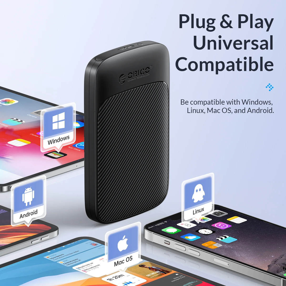 Orico кутия за диск Storage - Case - 2.5 inch USB-C - 2020C3-V1-BK