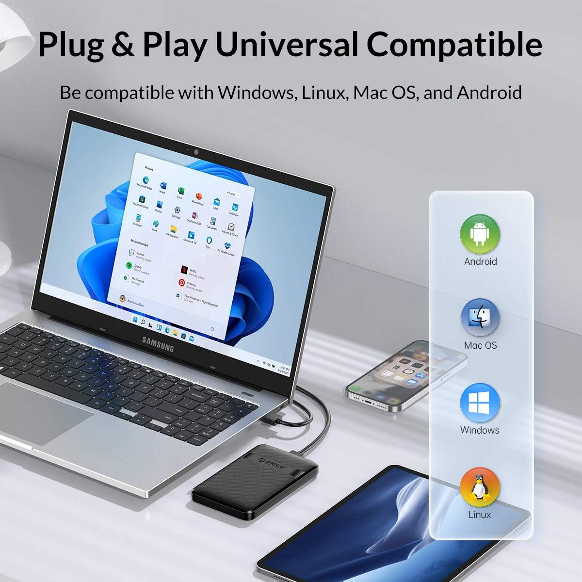 Orico кутия за диск Storage - Case - 2.5 inch USB-C - 2577C3-V1-BK