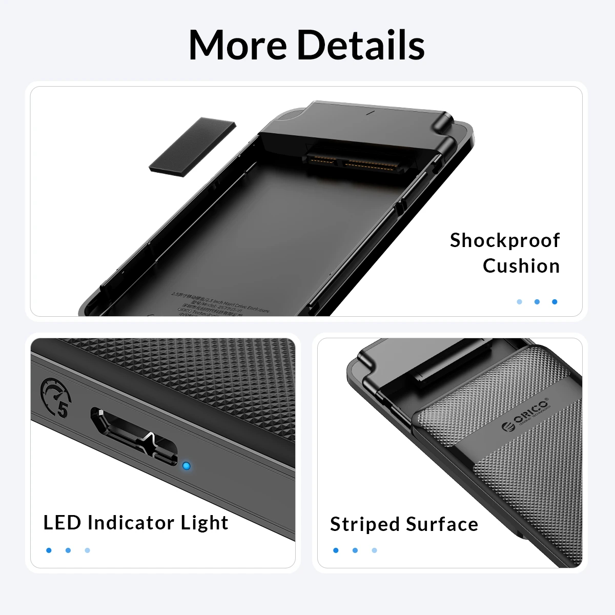 Orico кутия за диск Storage - Case - 2.5 inch USB-C - 2577C3-V1-BK