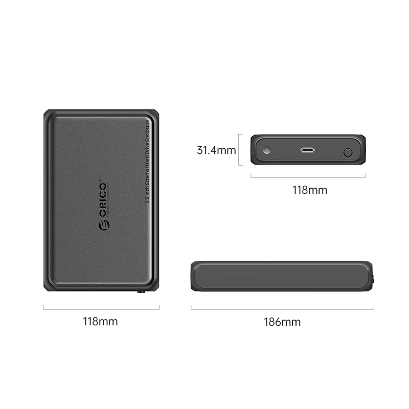 Orico кутия за диск Storage - Case - 3.5 inch USB-C black - DDL35-C3-EU-BK