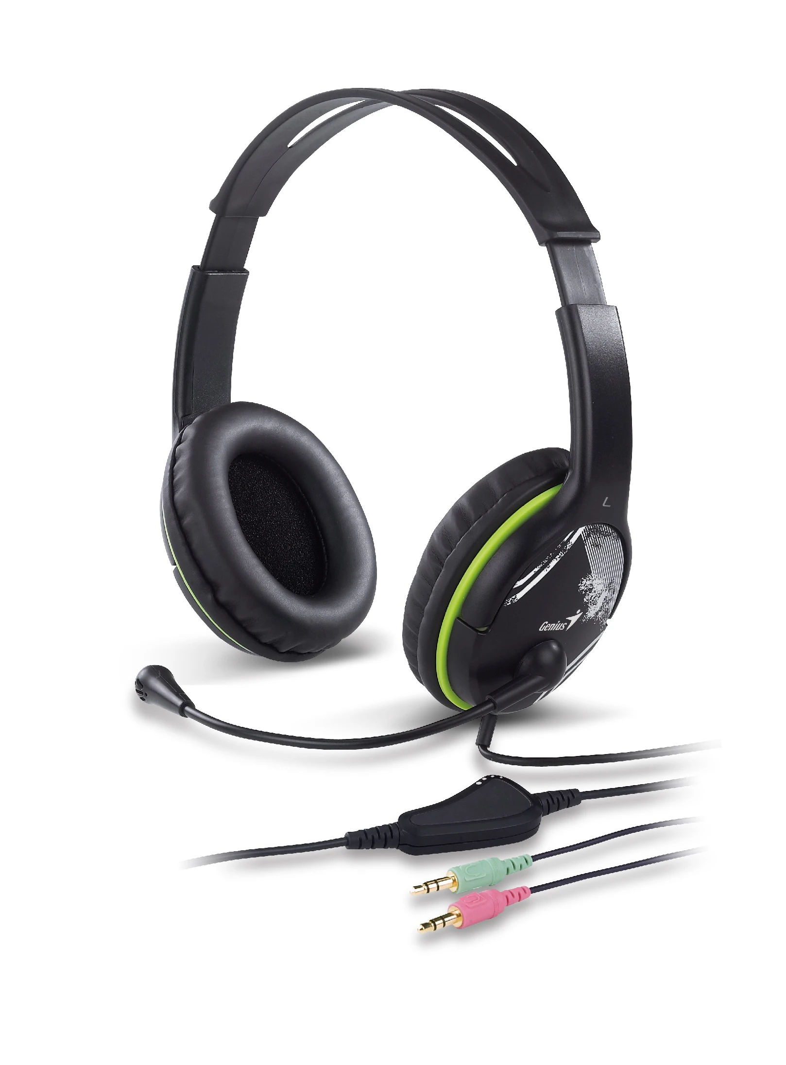 Genius слушалки с микрофон Headset HS-400A - 3.5 mm, Mic, Black/Green