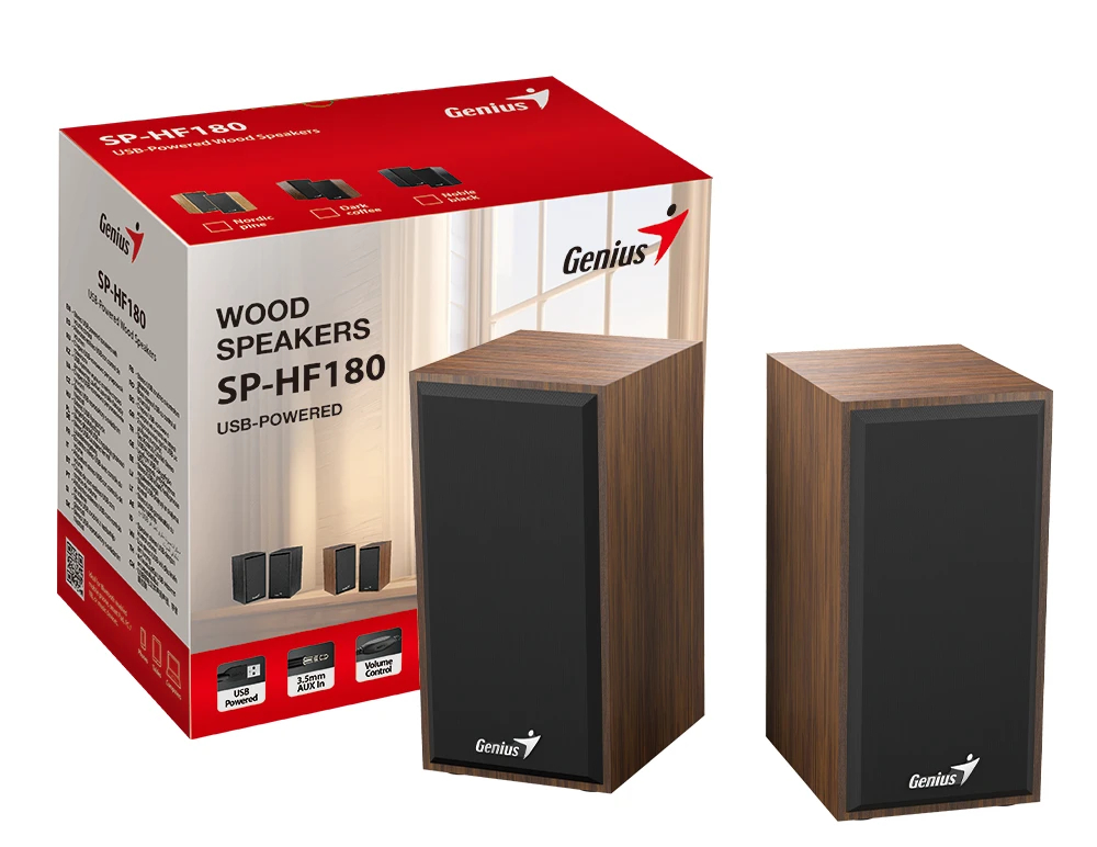 Genius тонколони Speakers 2.0 - SP-HF180 - 6W, USB, Wood