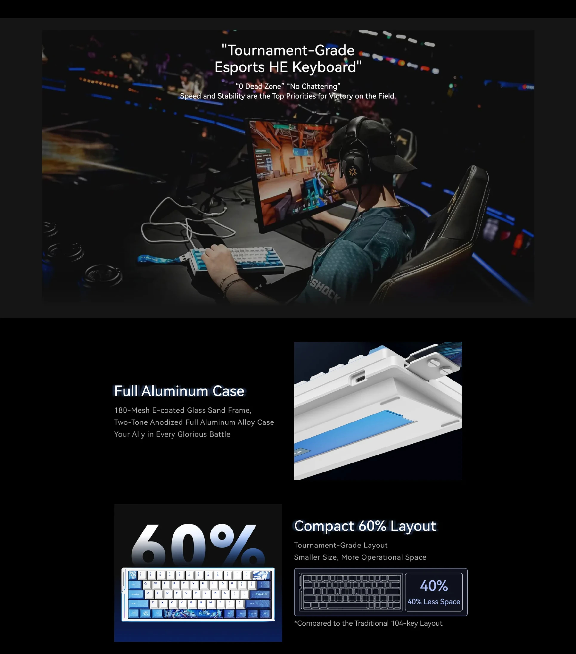 ATK професионална геймърска механична клавиатура Professional Gaming Mechanical Keyboard EDGE 60 HE Master Leviatan - 8K, Gateron Jade Pro Switches
