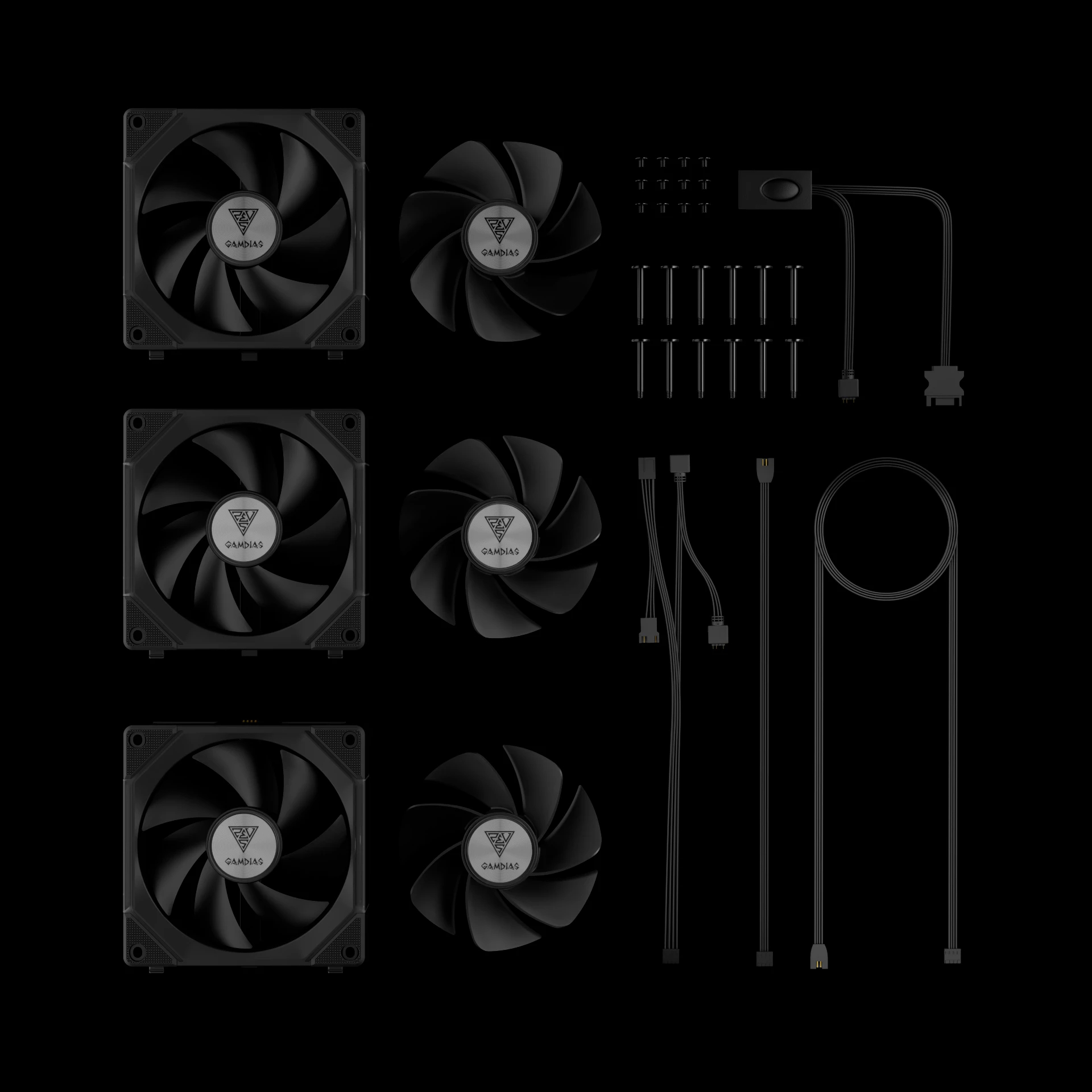 Gamdias Комплект вентилатори Fan Pack 3-in-1 3x120mm - AEOLUS P2-1203, Swappable Fan Blades (Reverse Fan Blades Included), Daisy-Chain, Infinity Mirror, A-RGB