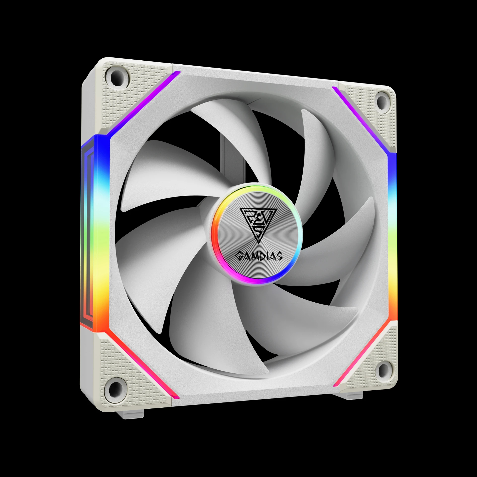 Gamdias Комплект вентилатори Fan Pack 3-in-1 3x120mm - AEOLUS P2-1203 White, Swappable Fan Blades (Reverse Fan Blades Included), Daisy-Chain, Infinity Mirror