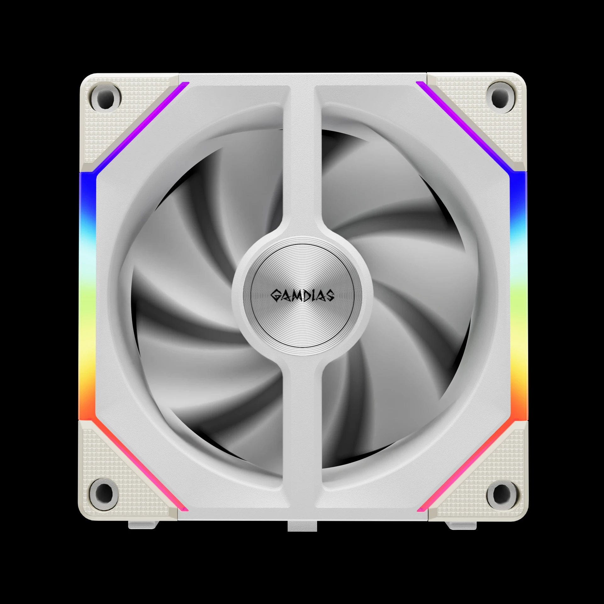 Gamdias Комплект вентилатори Fan Pack 3-in-1 3x120mm - AEOLUS P2-1203 White, Swappable Fan Blades (Reverse Fan Blades Included), Daisy-Chain, Infinity Mirror