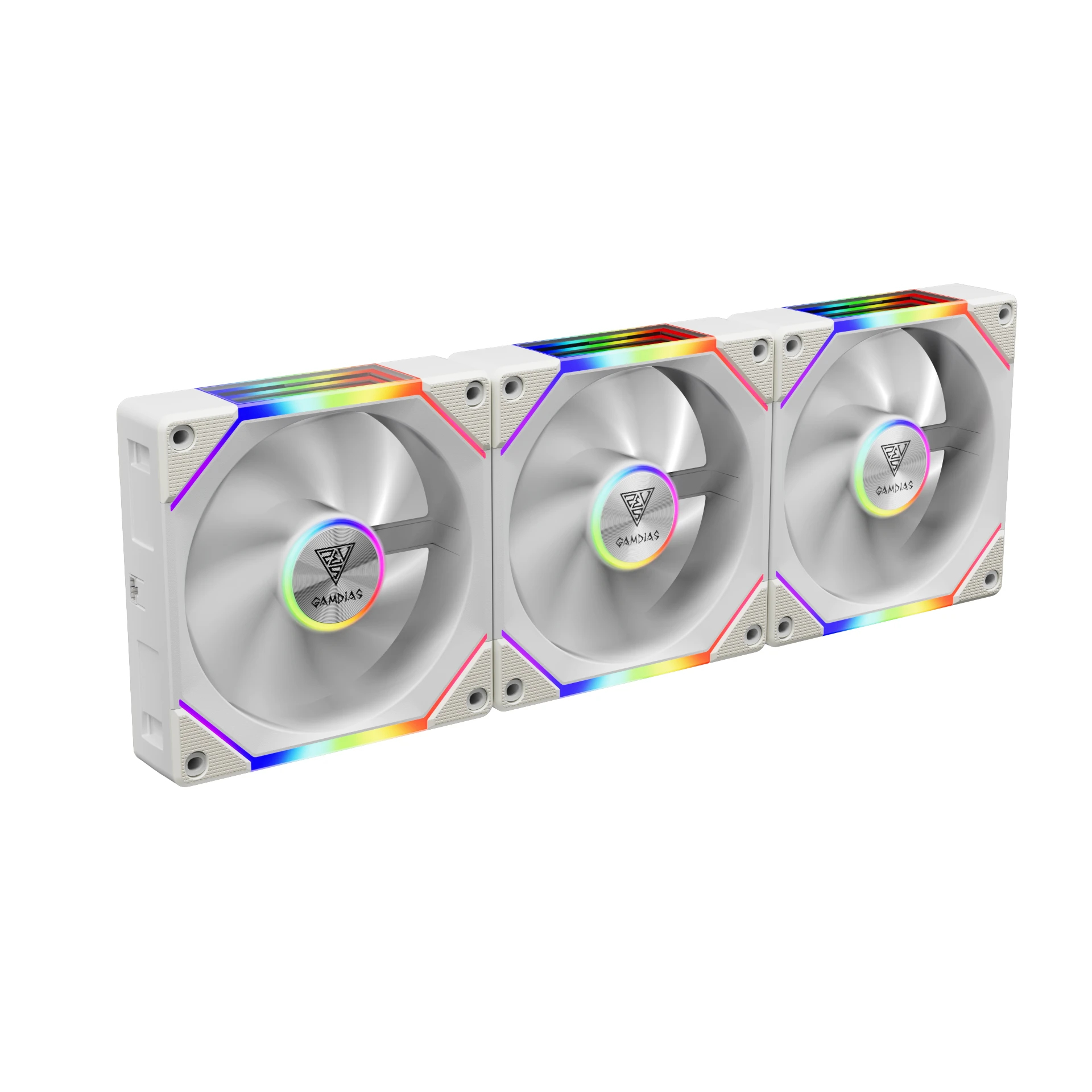 Gamdias Комплект вентилатори Fan Pack 3-in-1 3x120mm - AEOLUS P2-1203 White, Swappable Fan Blades (Reverse Fan Blades Included), Daisy-Chain, Infinity Mirror