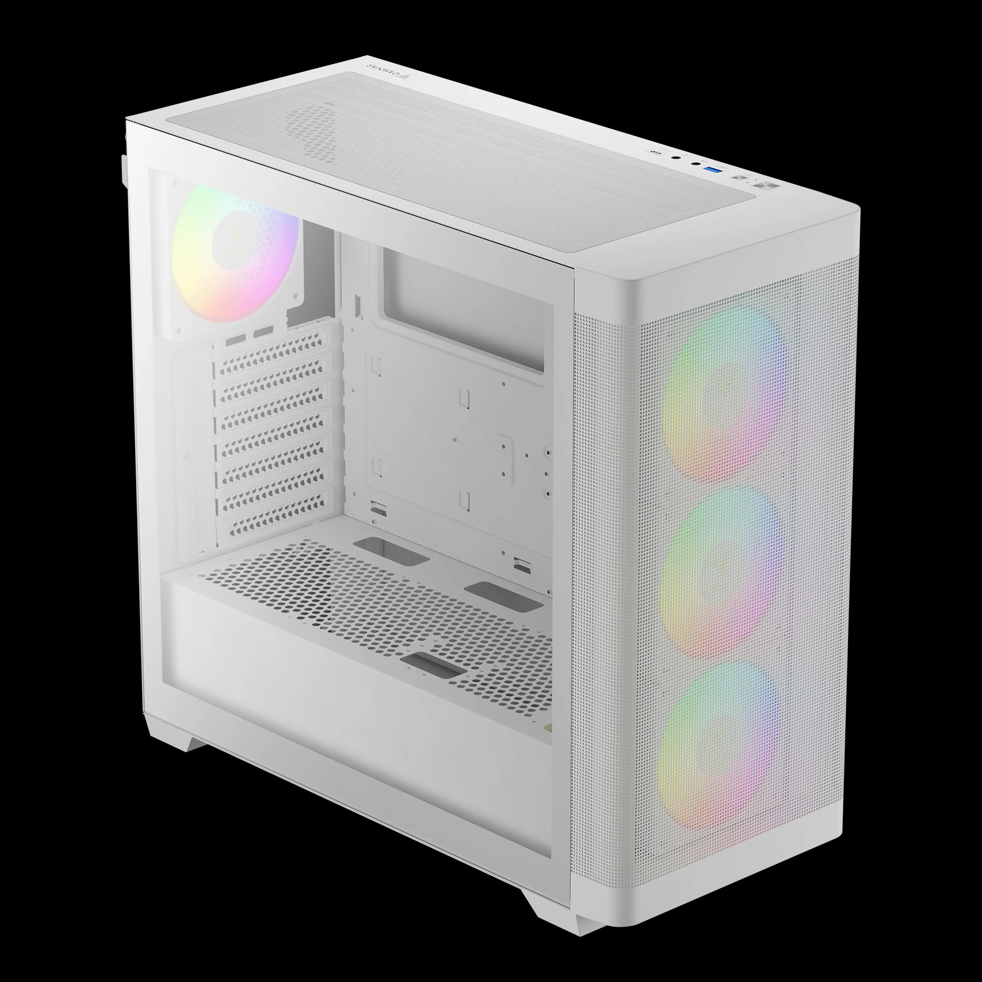 Gamdias кутия Case E-ATX - ATHENA M3 White - USB-C, 4 x 120 mm A-RGB, Mesh, Tempered Glass