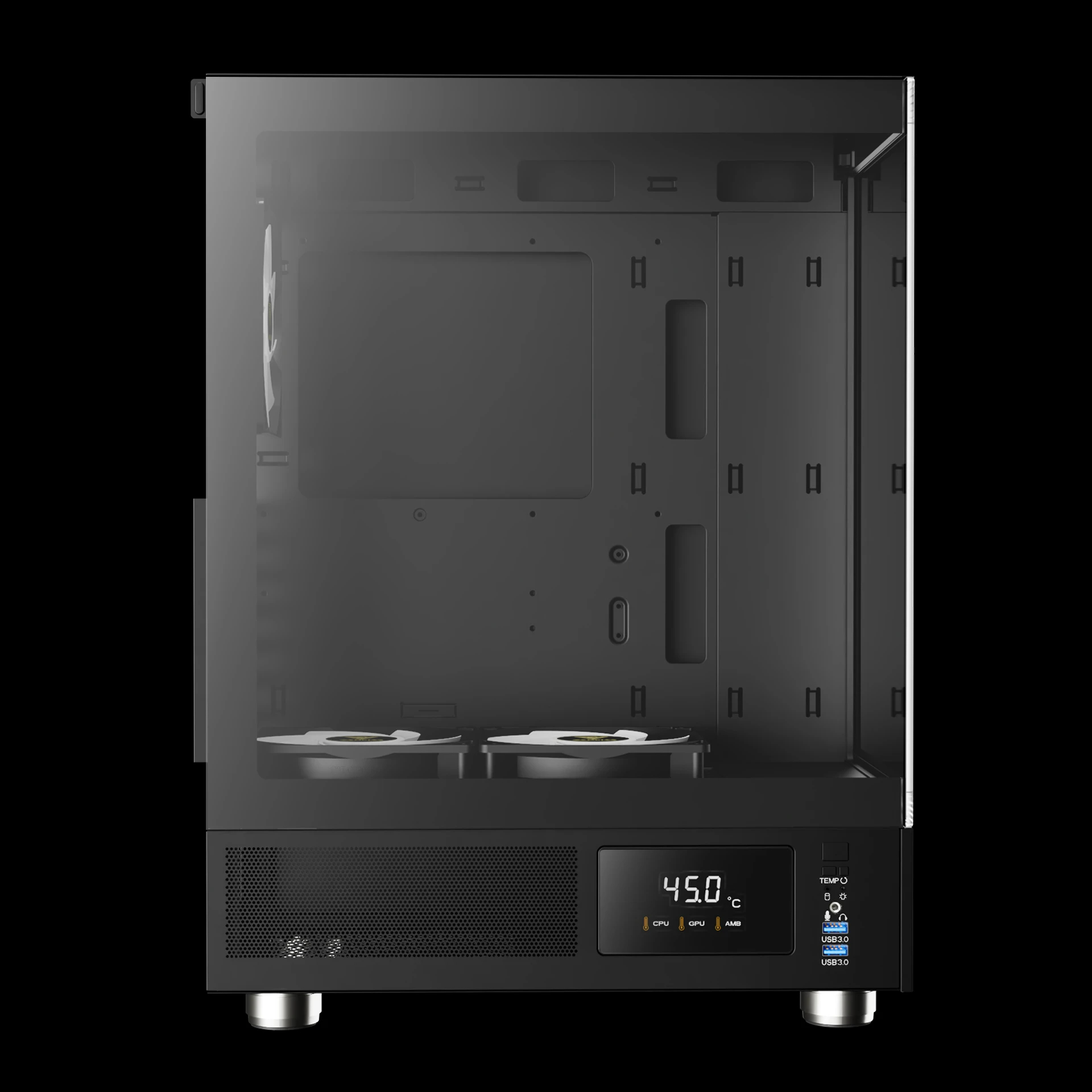 Gamdias кутия Case ATX - ATLAS E1 - 3 x 120 mm A-RGB, Digital Display, Tempered Glass