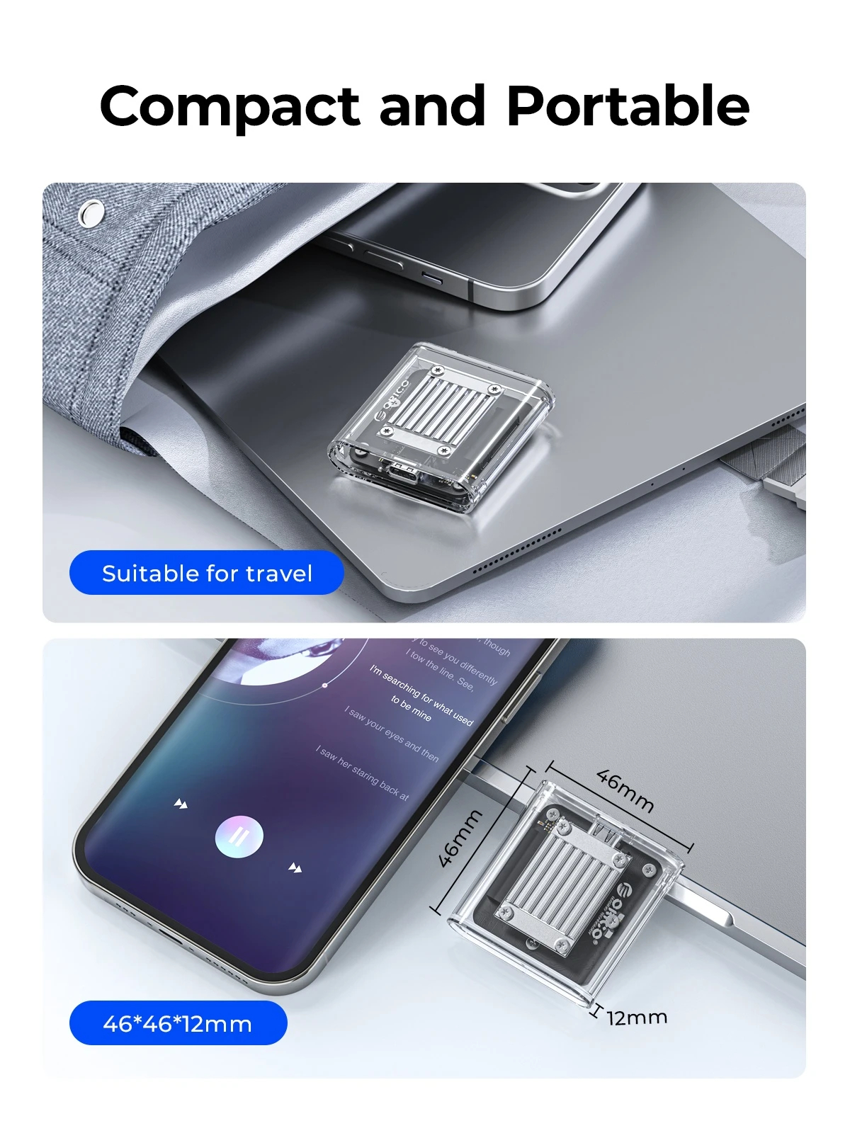 Orico външна кутия за диск Storage - Case - M.2 2230 NVMe - TC20-M2-10G-GY-BP - 10Gbps, Gray