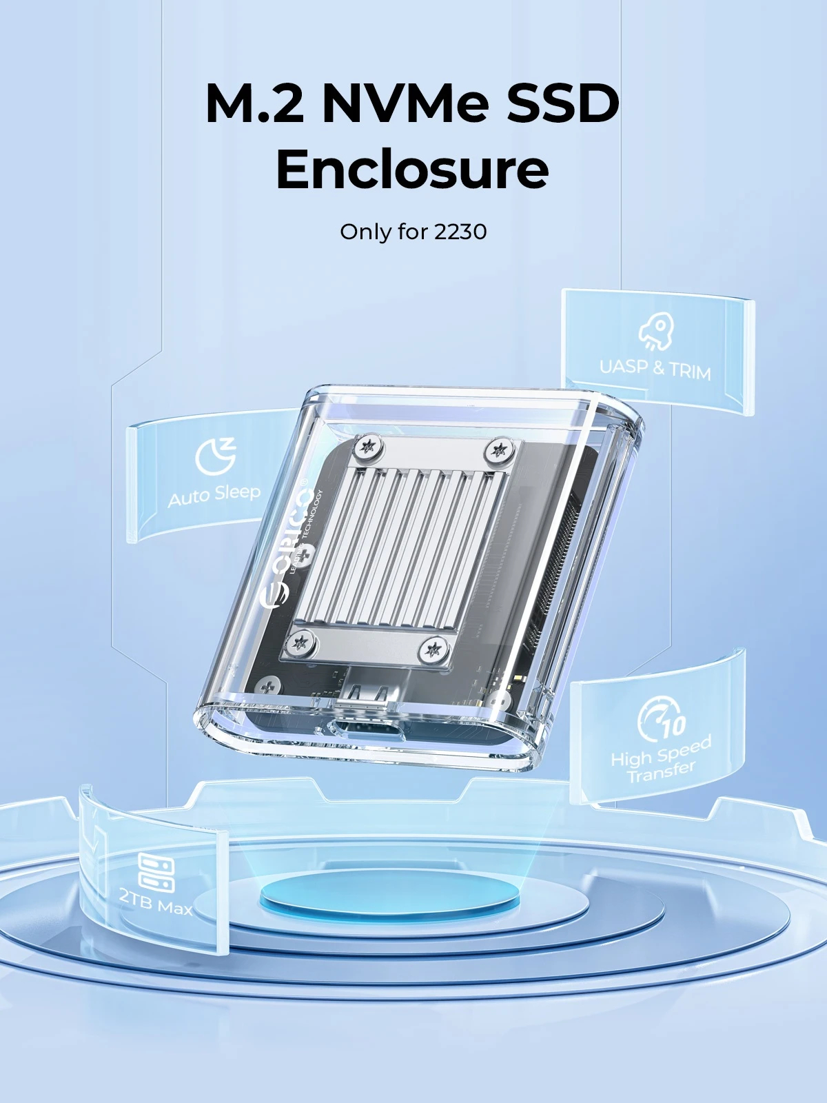 Orico външна кутия за диск Storage - Case - M.2 2230 NVMe - TC20-M2-10G-GY-BP - 10Gbps, Gray