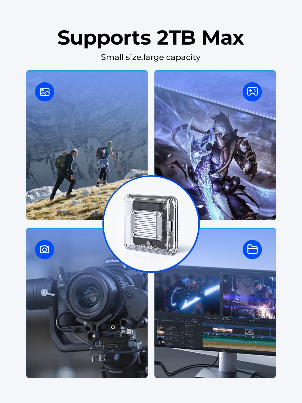 Orico външна кутия за диск Storage - Case - M.2 2230 NVMe - TC20-M2-10G-GY-BP - 10Gbps, Gray
