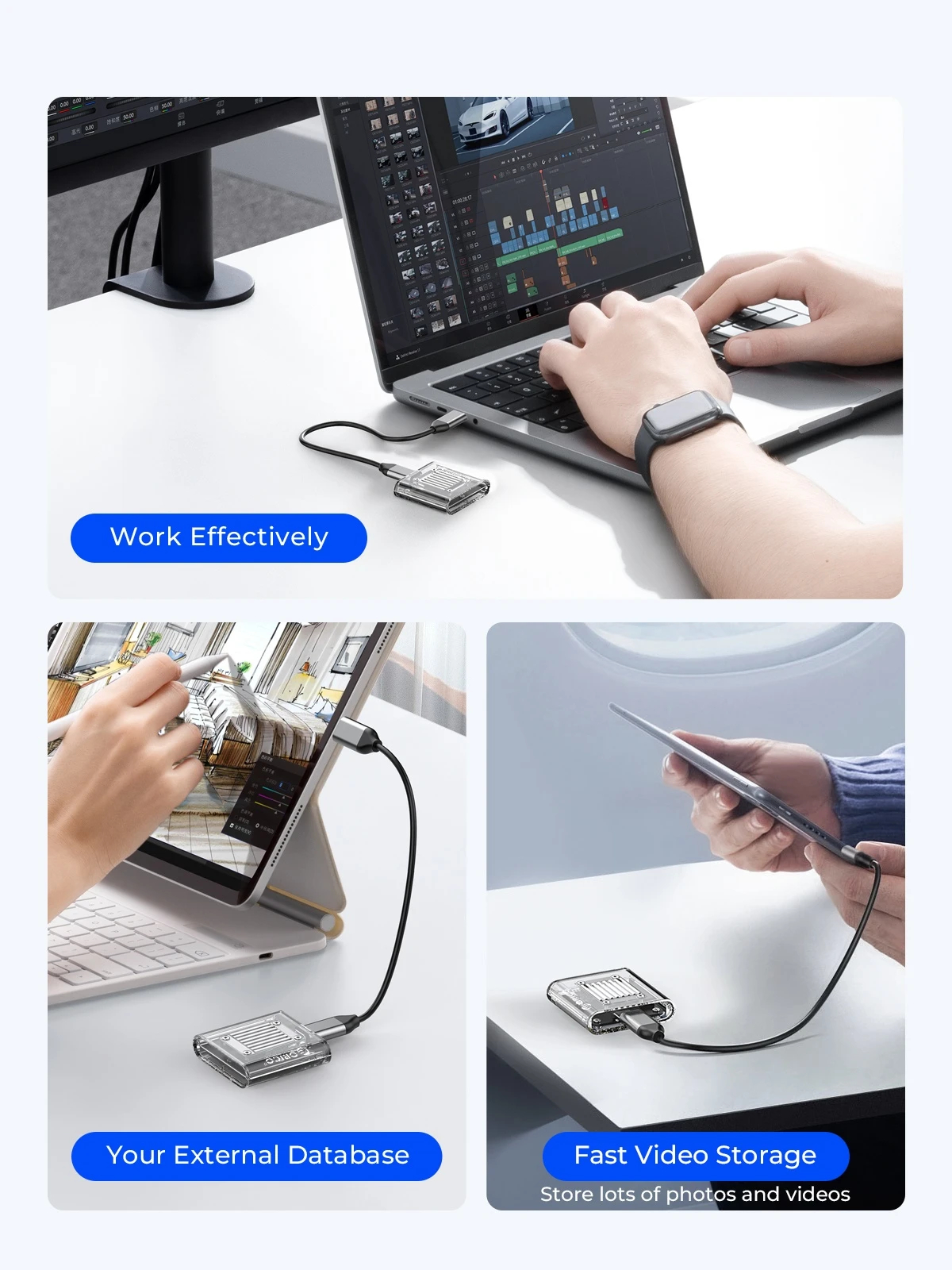 Orico външна кутия за диск Storage - Case - M.2 2230 NVMe - TC20-M2-10G-GY-BP - 10Gbps, Gray