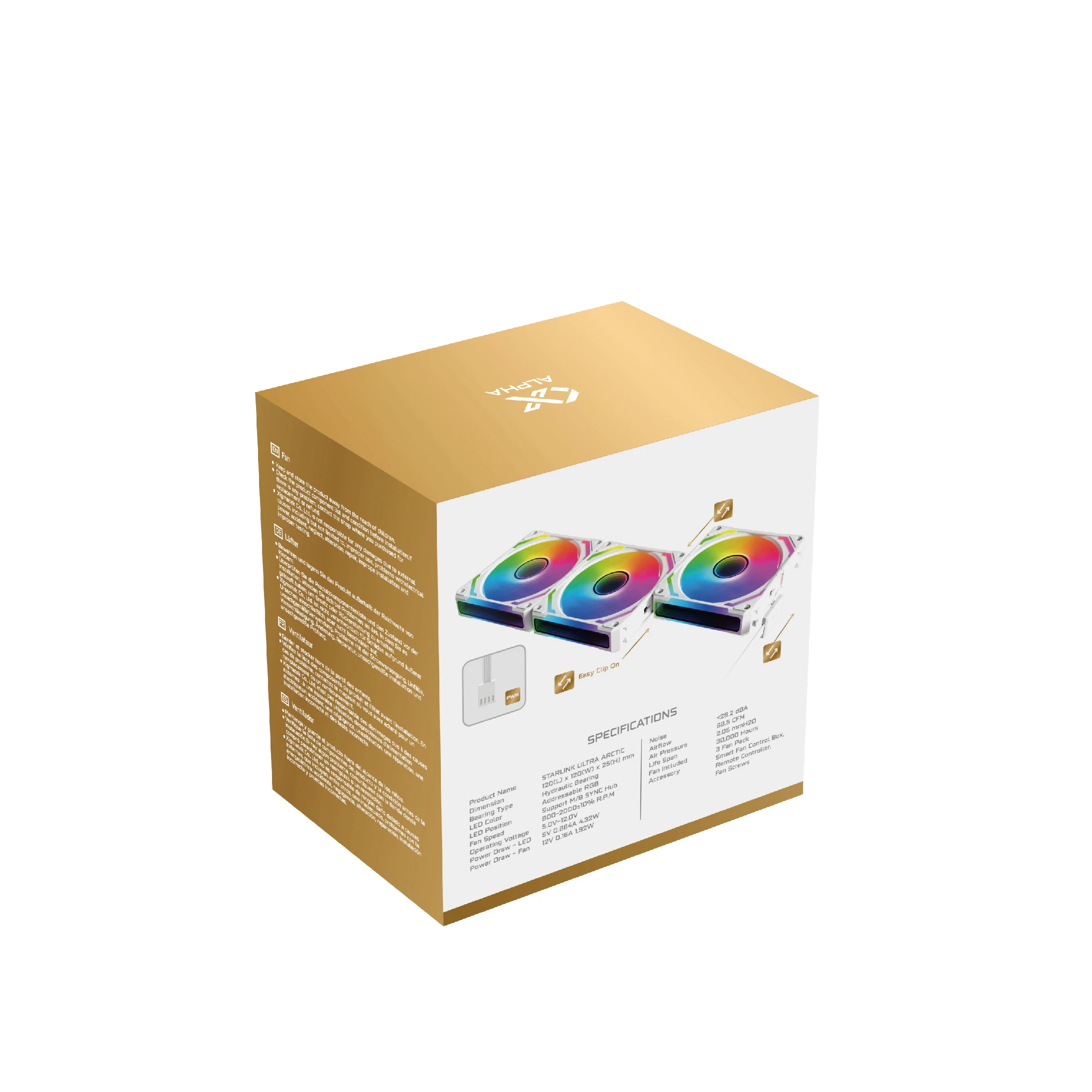 Xigmatek Комплект вентилатори Fan Pack 3-in-1 3x120mm - Starlink Ultra Arctic - Infinity Mirror, A-RGB