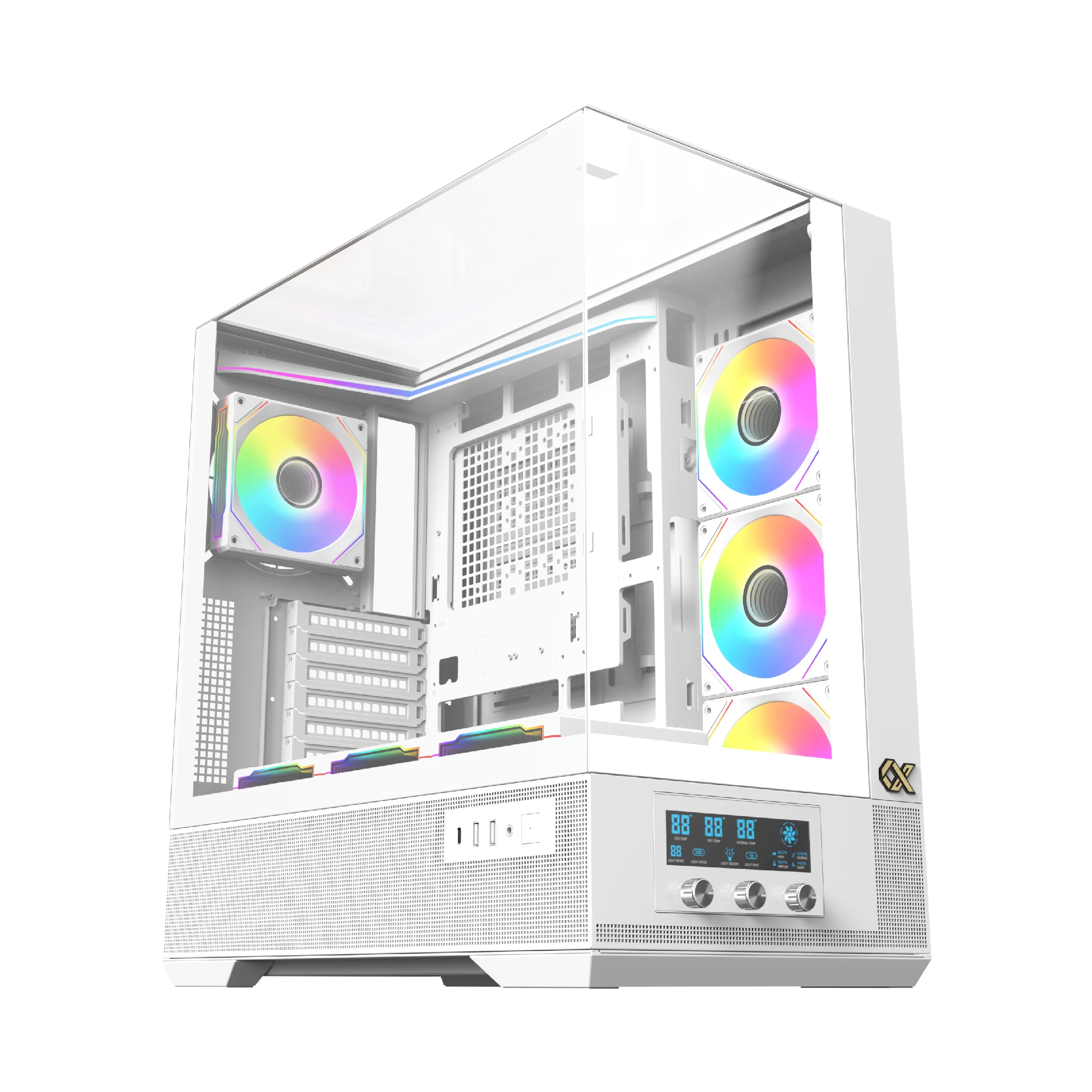 Xigmatek кутия Case EATX - Vision Arctic - 7 ARGB Fans, LCD Display Panel, Smart Fan Control