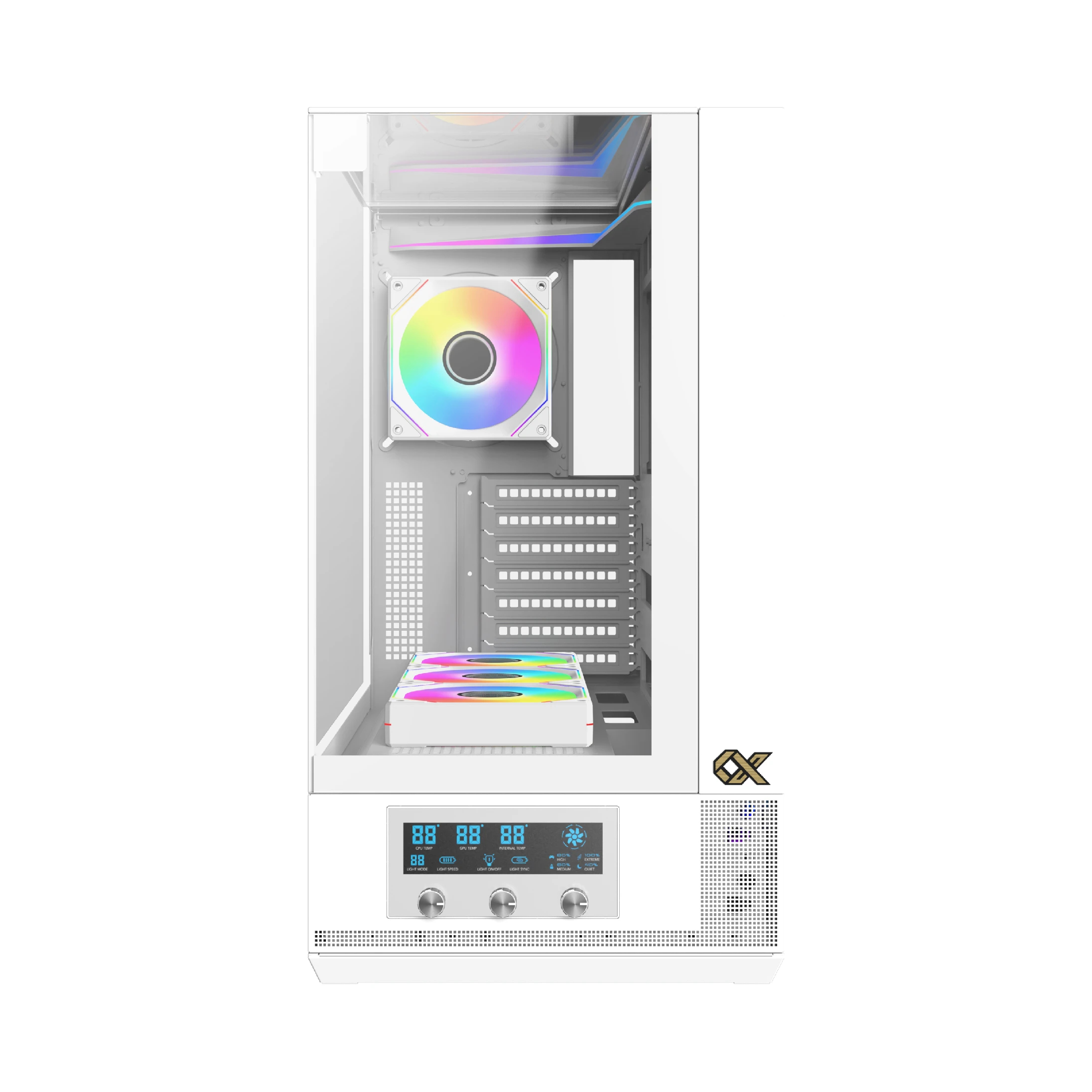 Xigmatek кутия Case EATX - Vision Arctic - 7 ARGB Fans, LCD Display Panel, Smart Fan Control