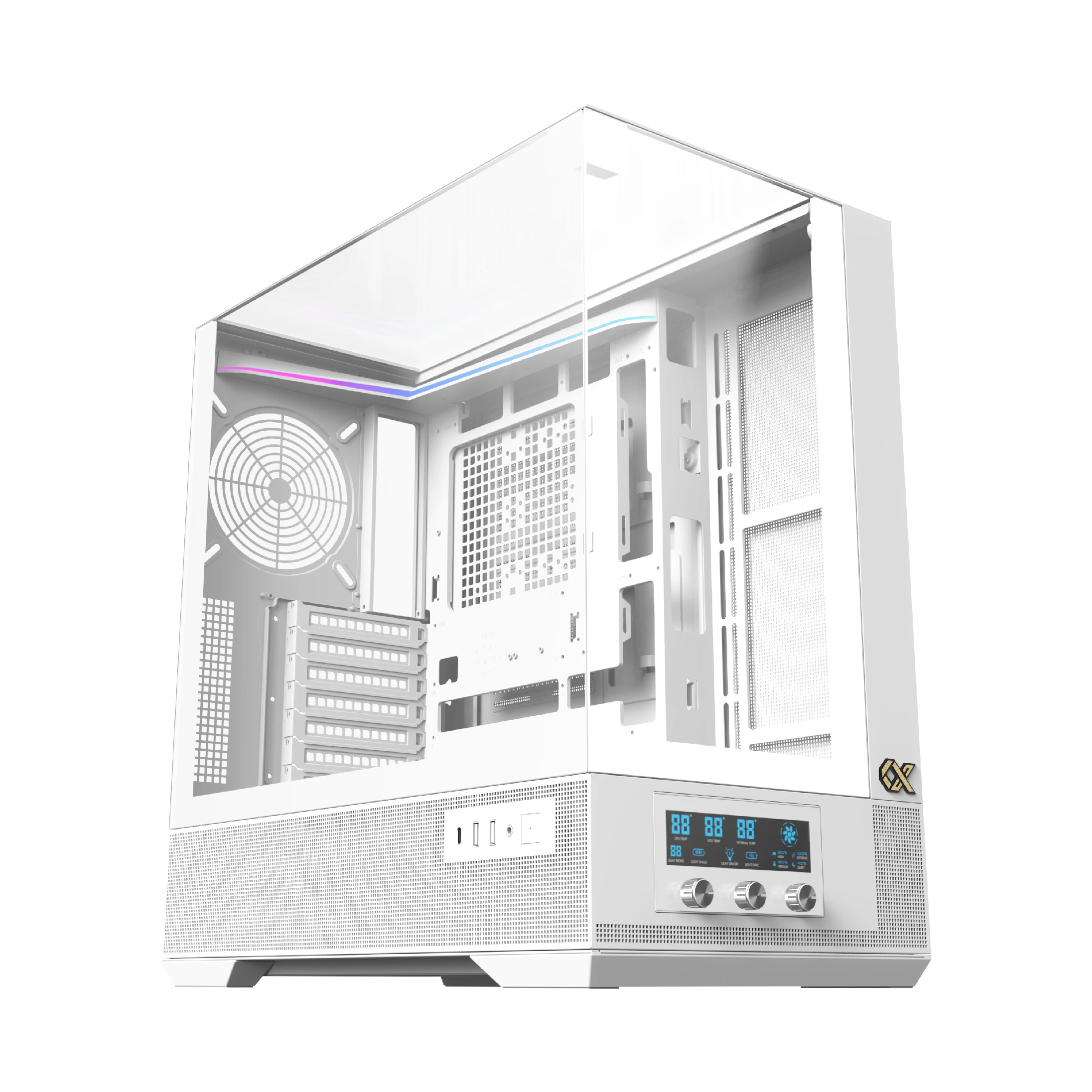 Xigmatek кутия Case EATX - Vision Arctic - 7 ARGB Fans, LCD Display Panel, Smart Fan Control