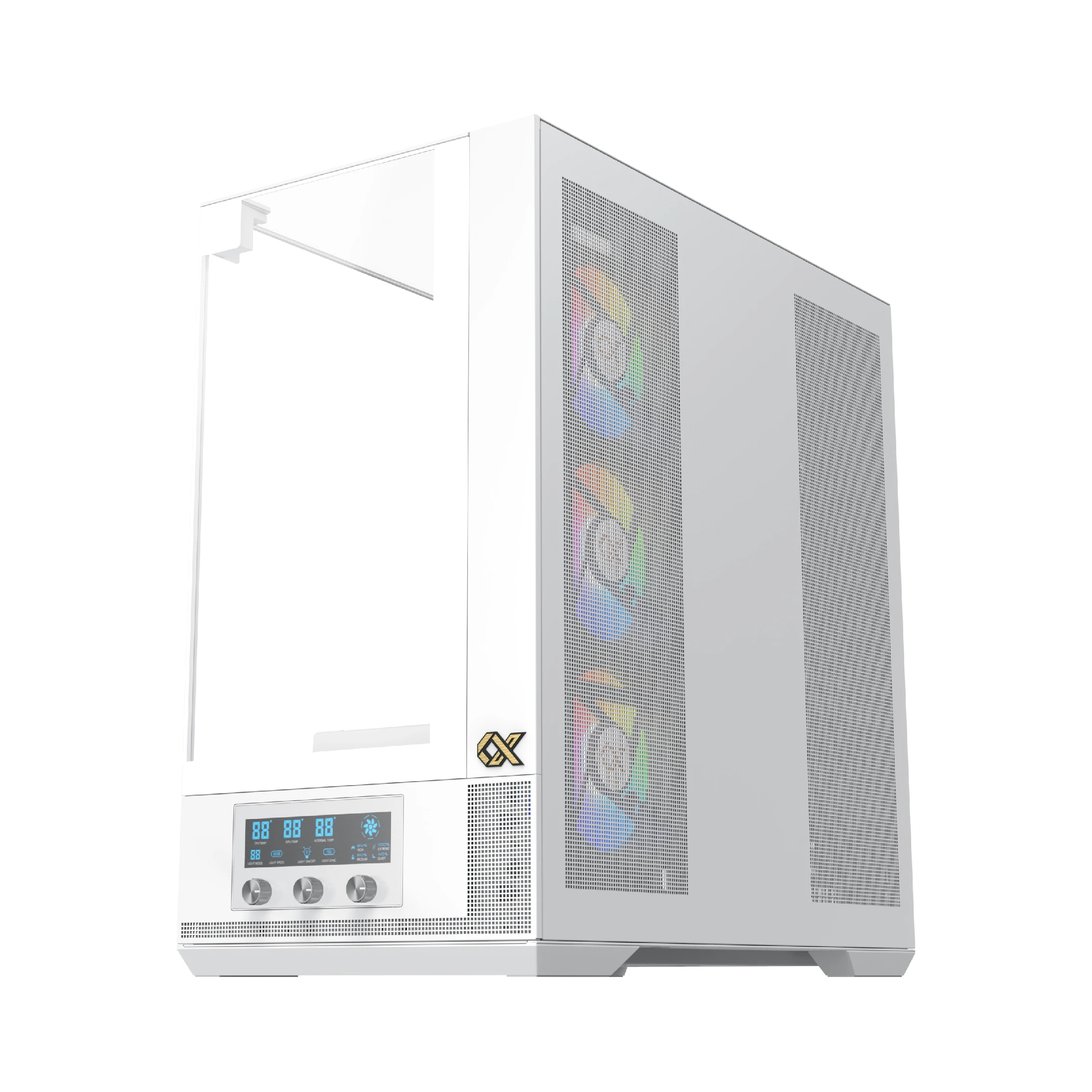 Xigmatek кутия Case EATX - Vision Arctic - 7 ARGB Fans, LCD Display Panel, Smart Fan Control