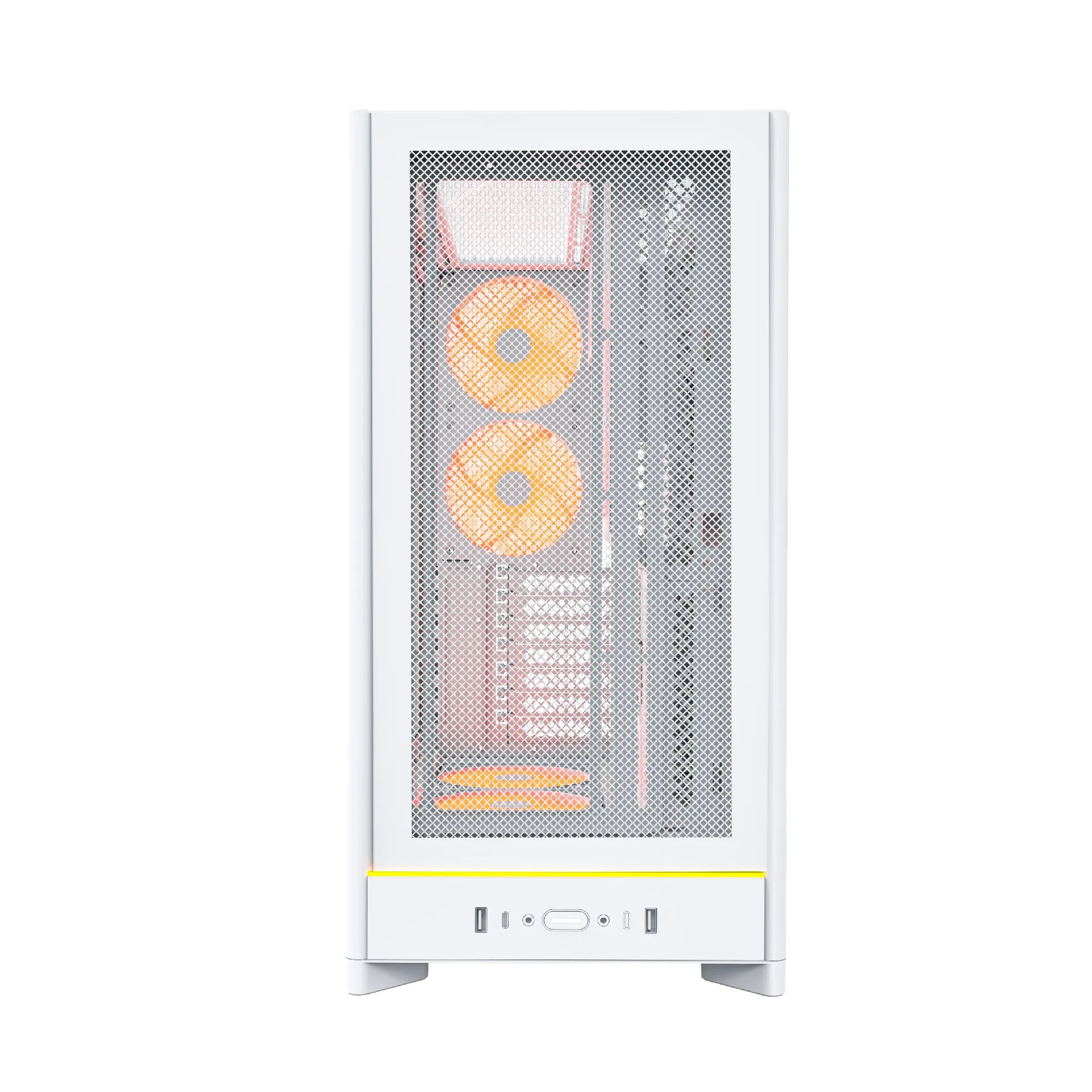 Montech кутия Case ATX - HS01 PRO (W) - 5 x 120 mm ARGB Fans, USB-C, White