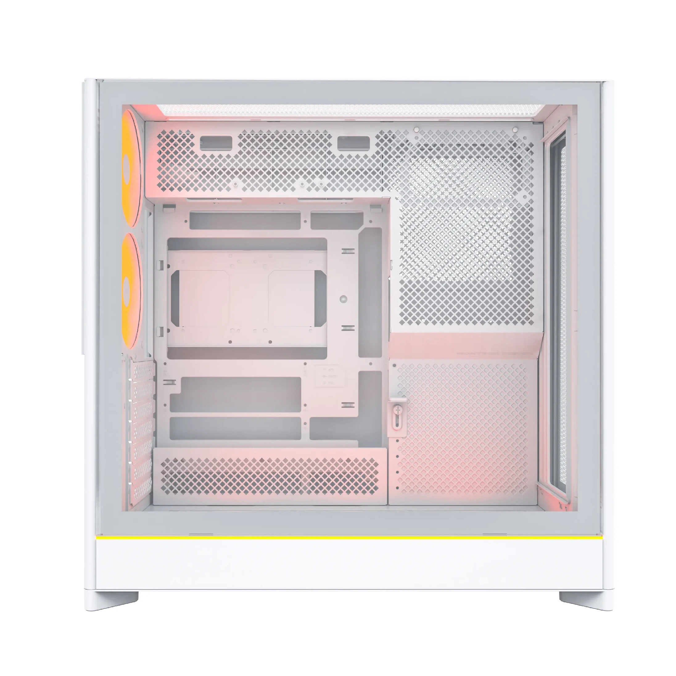 Montech кутия Case ATX - HS01 PRO (W) - 5 x 120 mm ARGB Fans, USB-C, White