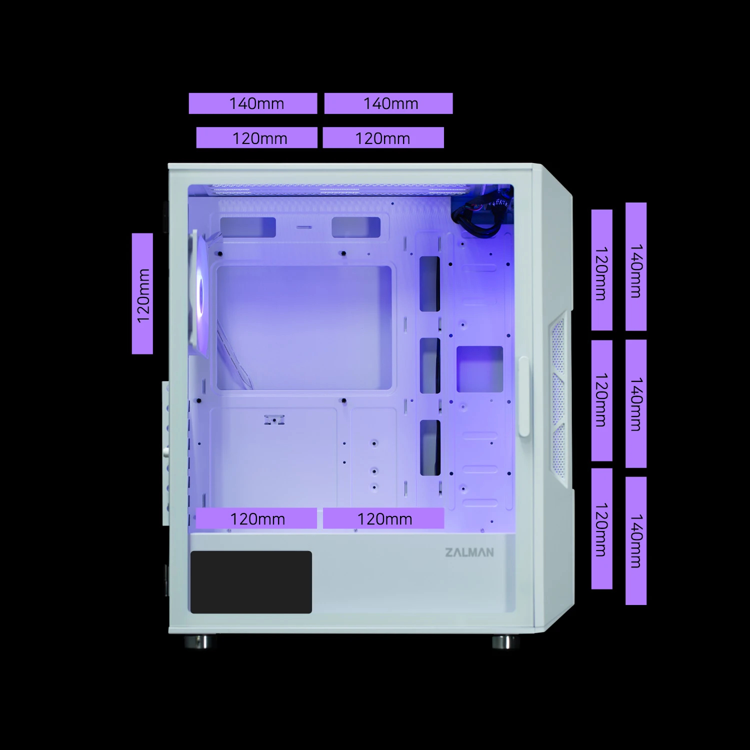 Zalman кутия Case ATX - i3 NEO ARGB White - Mesh, aRGB, Tempered Glass