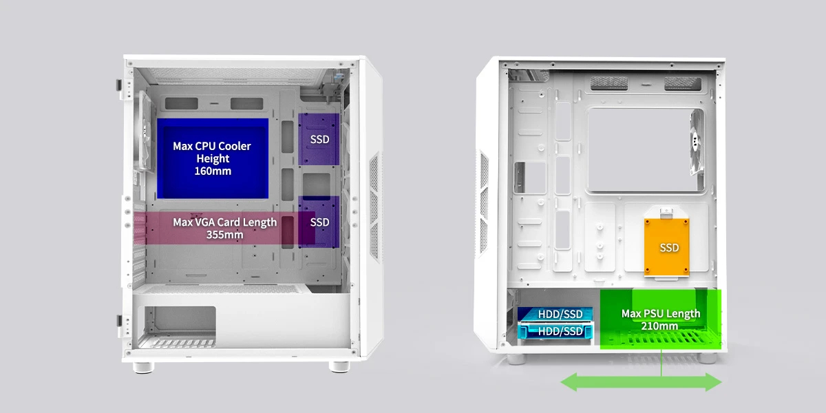 Zalman кутия Case ATX - i3 NEO ARGB White - Mesh, aRGB, Tempered Glass