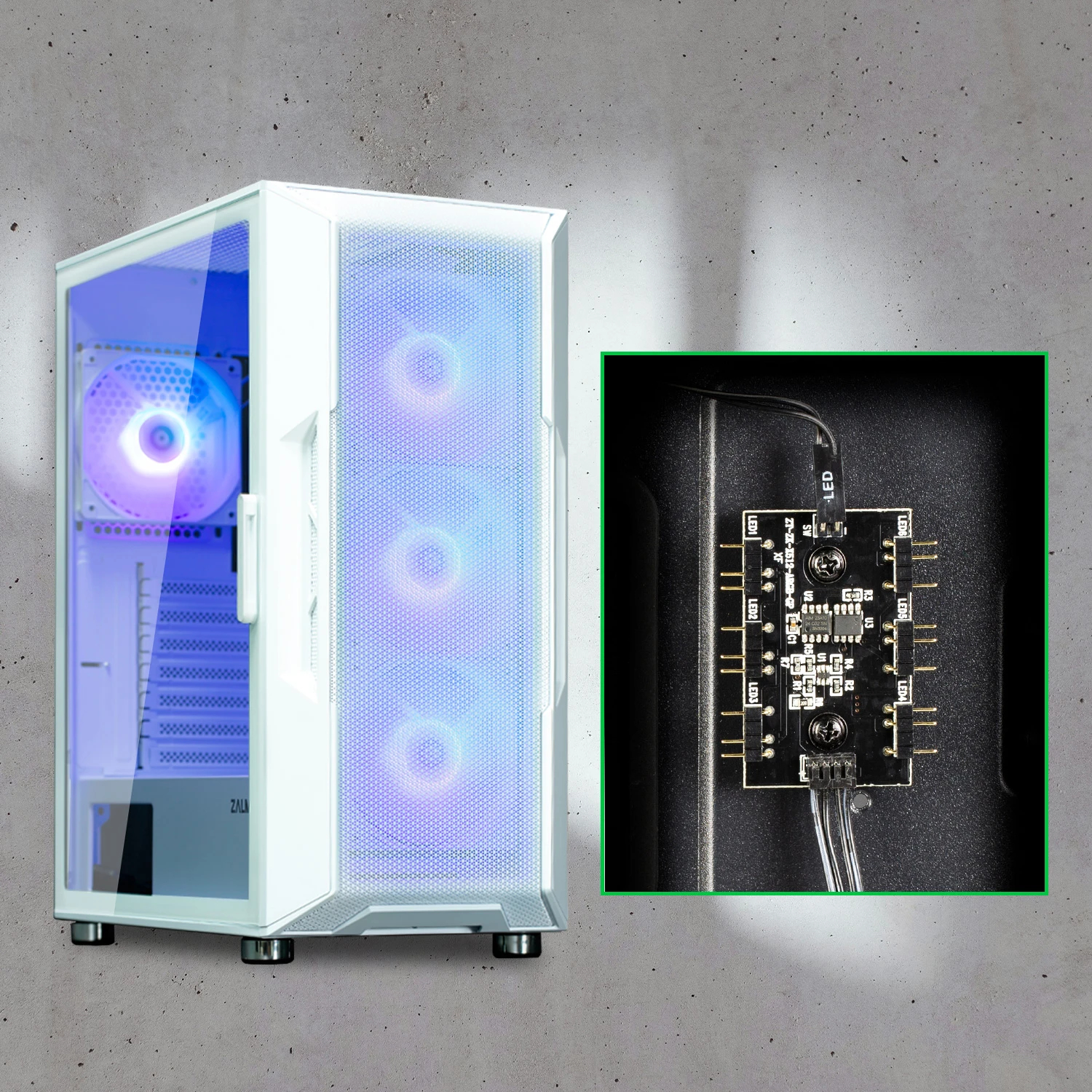 Zalman кутия Case ATX - i3 NEO ARGB White - Mesh, aRGB, Tempered Glass