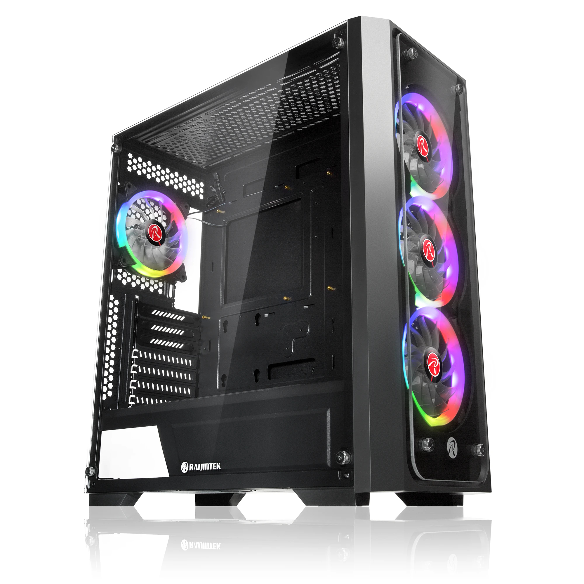 Raijintek кутия Case EATX - PONOS TG4 - 4 x 120mm ARGB Fans, Tempered Glass