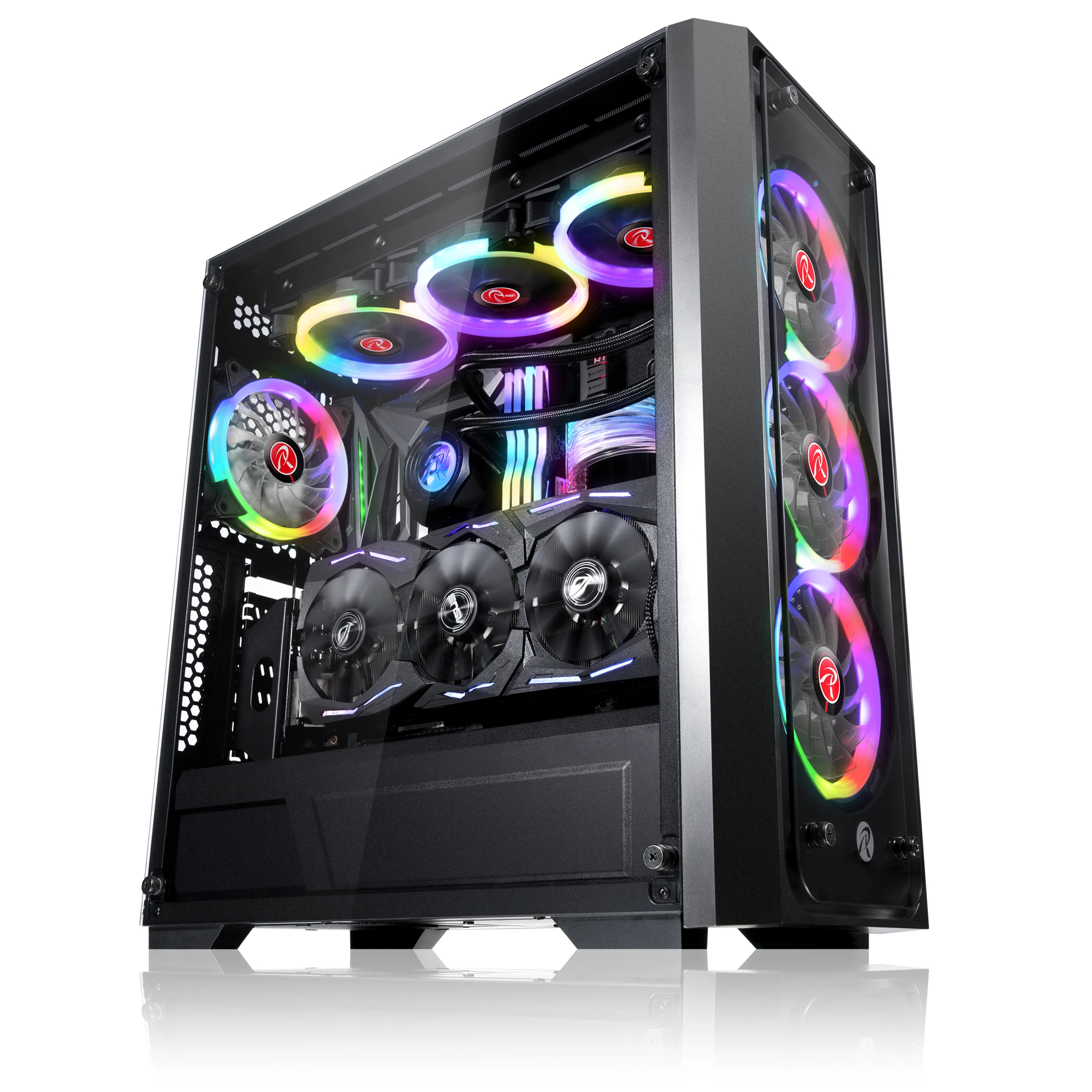 Raijintek кутия Case EATX - PONOS TG4 - 4 x 120mm ARGB Fans, Tempered Glass