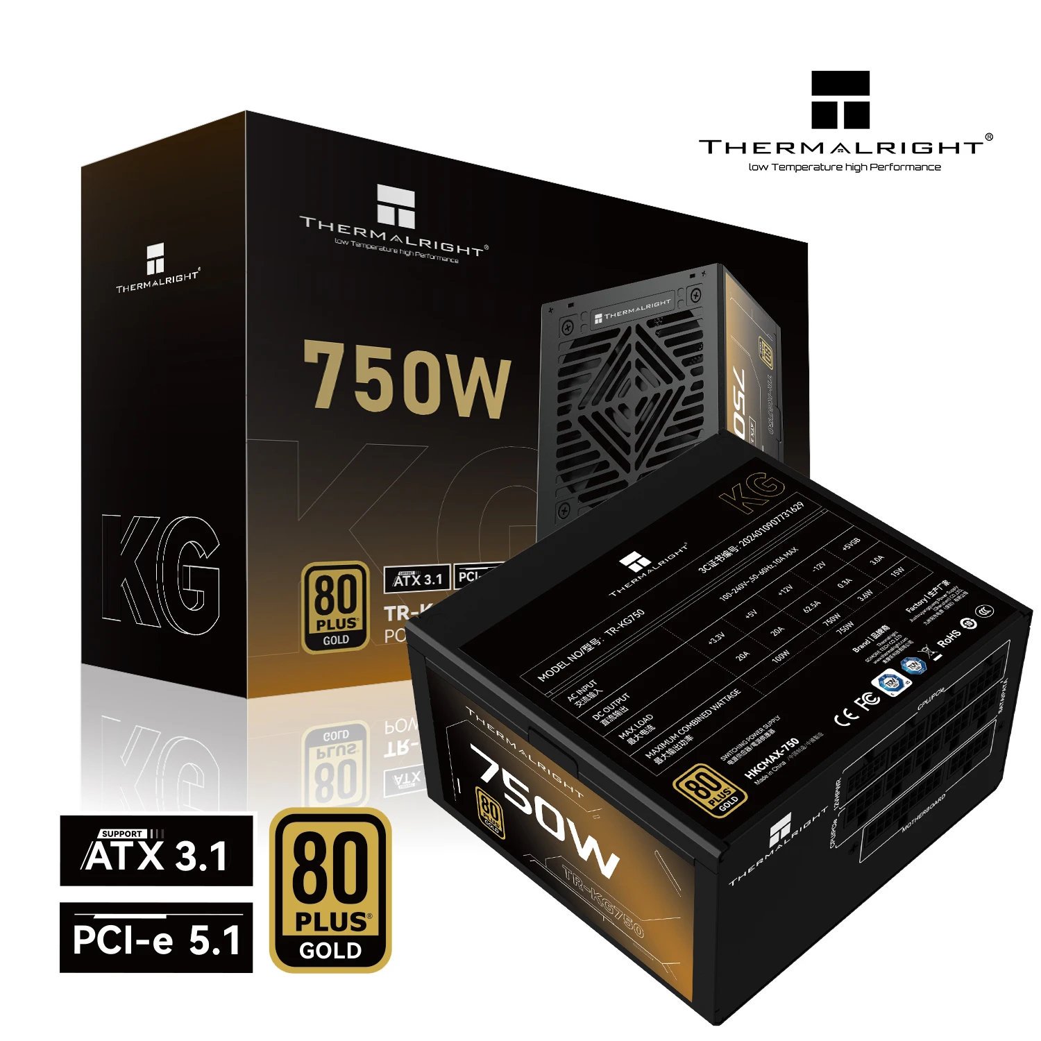 Thermalright захранване PSU ATX 3.1 750W Gold, Full Modular - TR-KG750