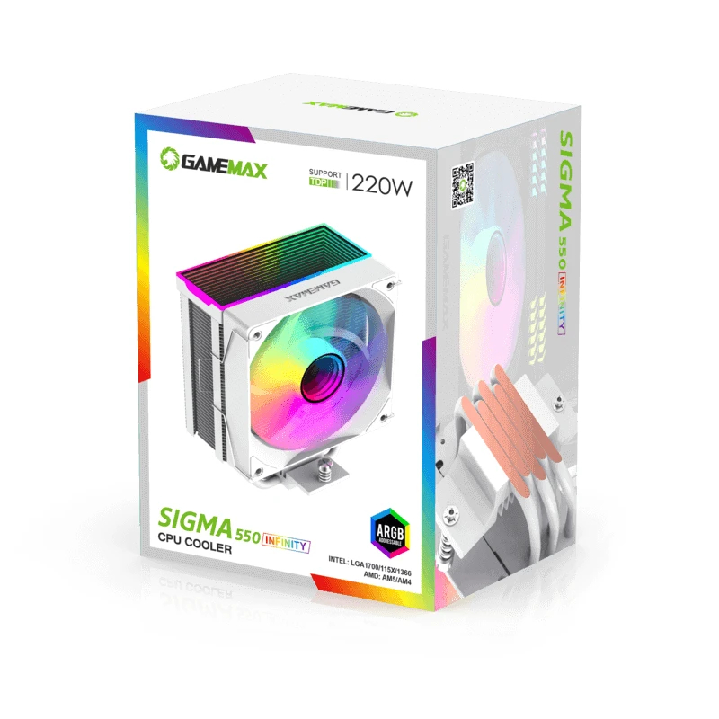 Gamemax охладител CPU Cooler Sigma 550 Infinity White - Addressable RGB