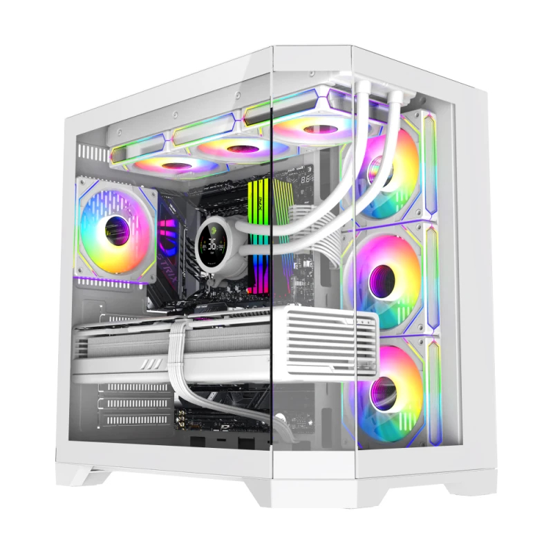 Gamemax кутия Case ATX - HYPE-A White - 4 x 120 mm Addressable RGB fans