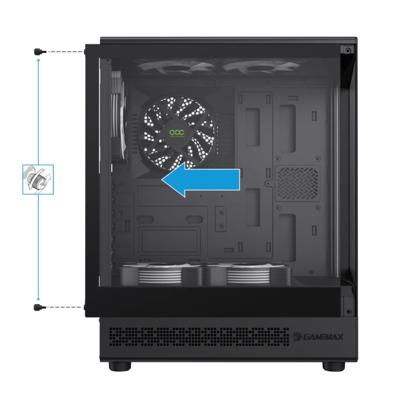 Gamemax кутия Case ATX - Vista COC AB - 5 x 120 mm A-RGB Fans, MB Plate COC Fan