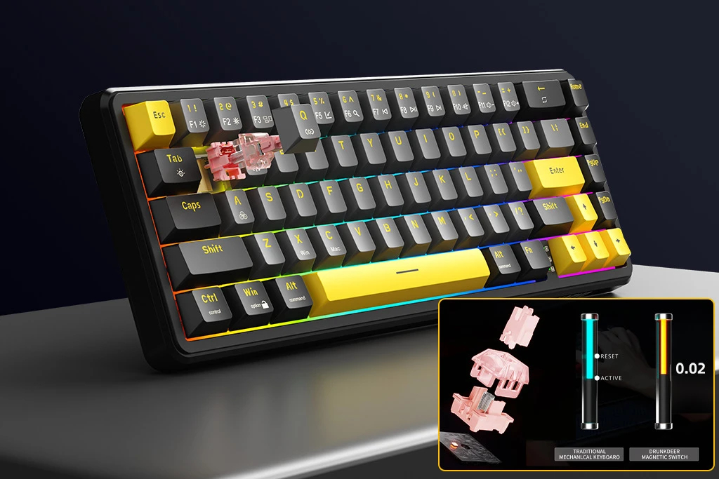 Marvo професионална геймърска механична клавиатура Professional Gaming Mechanical Keyboard Magma M40 KG964 - 8K, Magnetic Switches [Tactile]