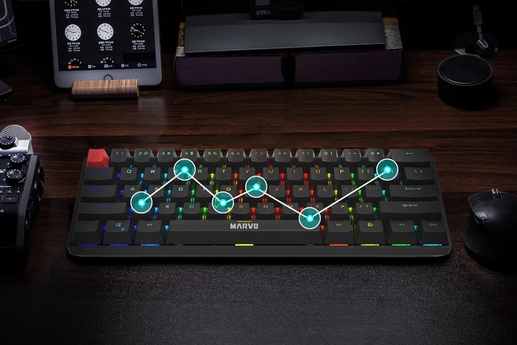 Marvo механична геймърска клавиатура Gaming Mechanical keyboard Saber 61 KG933G - 61 keys, Red Switches [Linear]