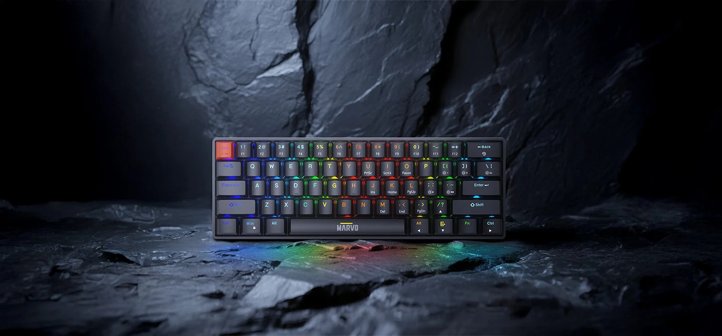 Marvo механична геймърска клавиатура Gaming Mechanical keyboard Saber 61 KG933G - 61 keys, Red Switches [Linear]