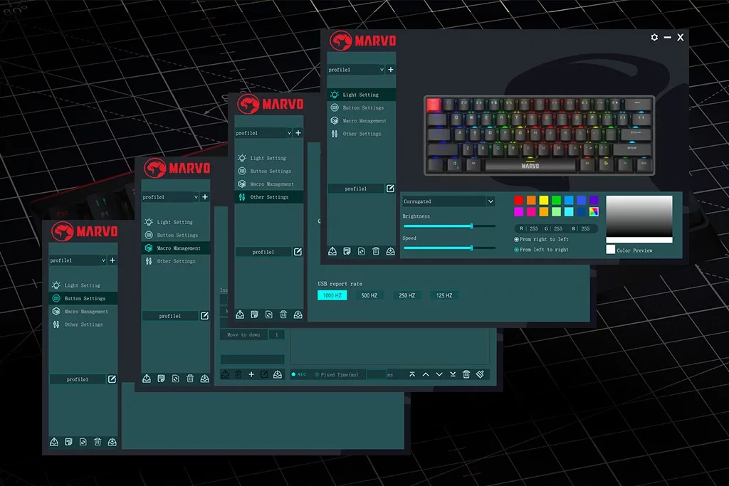 Marvo механична геймърска клавиатура Gaming Mechanical keyboard Saber 61 KG933G - 61 keys, Red Switches [Linear]