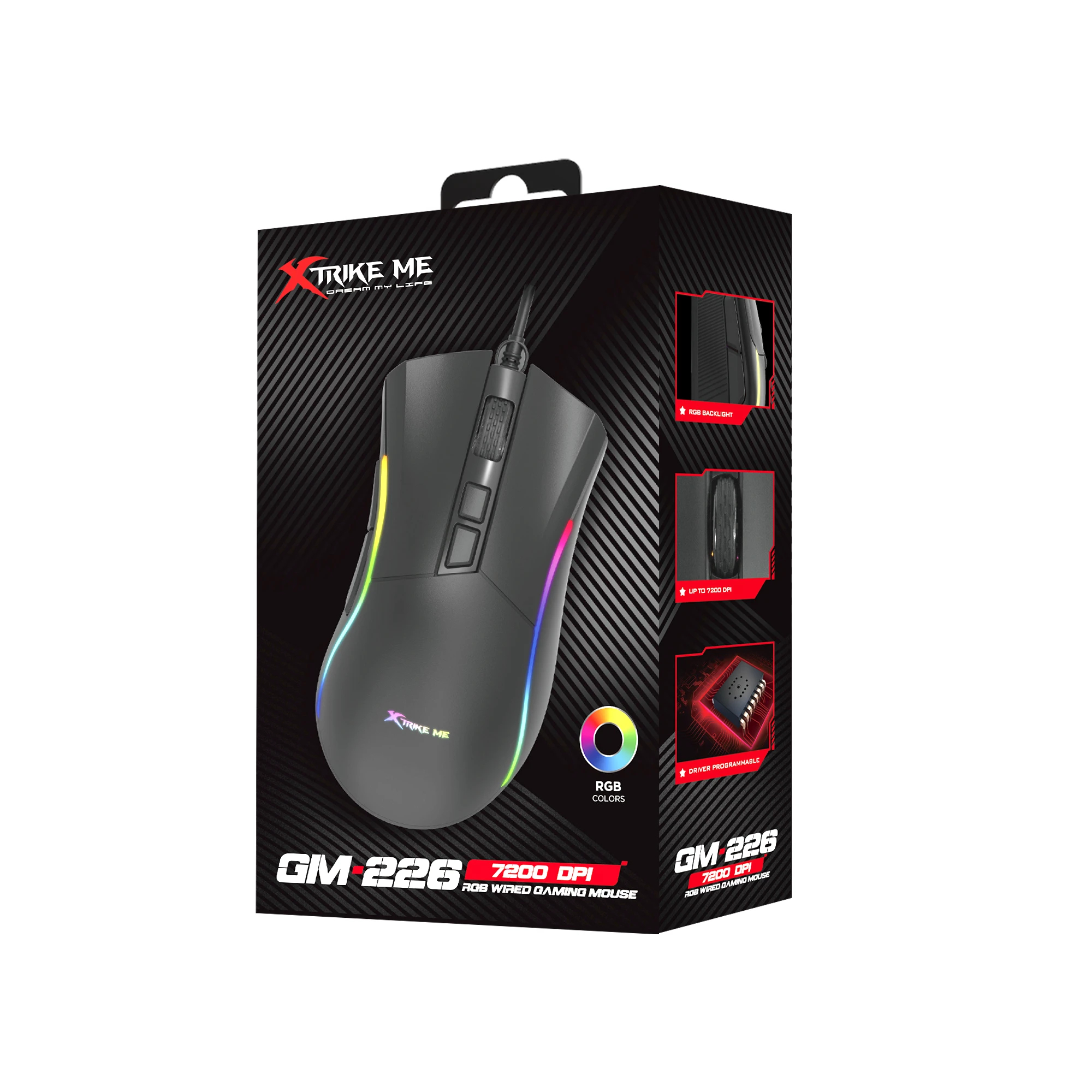 Xtrike ME Геймърска мишка Gaming Mouse GM-226 - 7200dpi, RGB