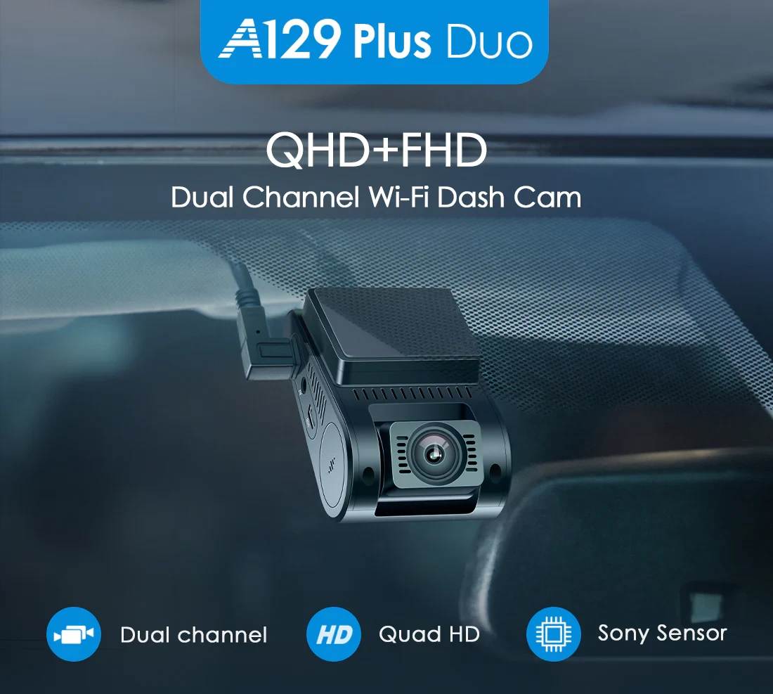 VIOFO Видеорегистратор Dash Cam A129 Plus DUO - GPS, Rear Cam included